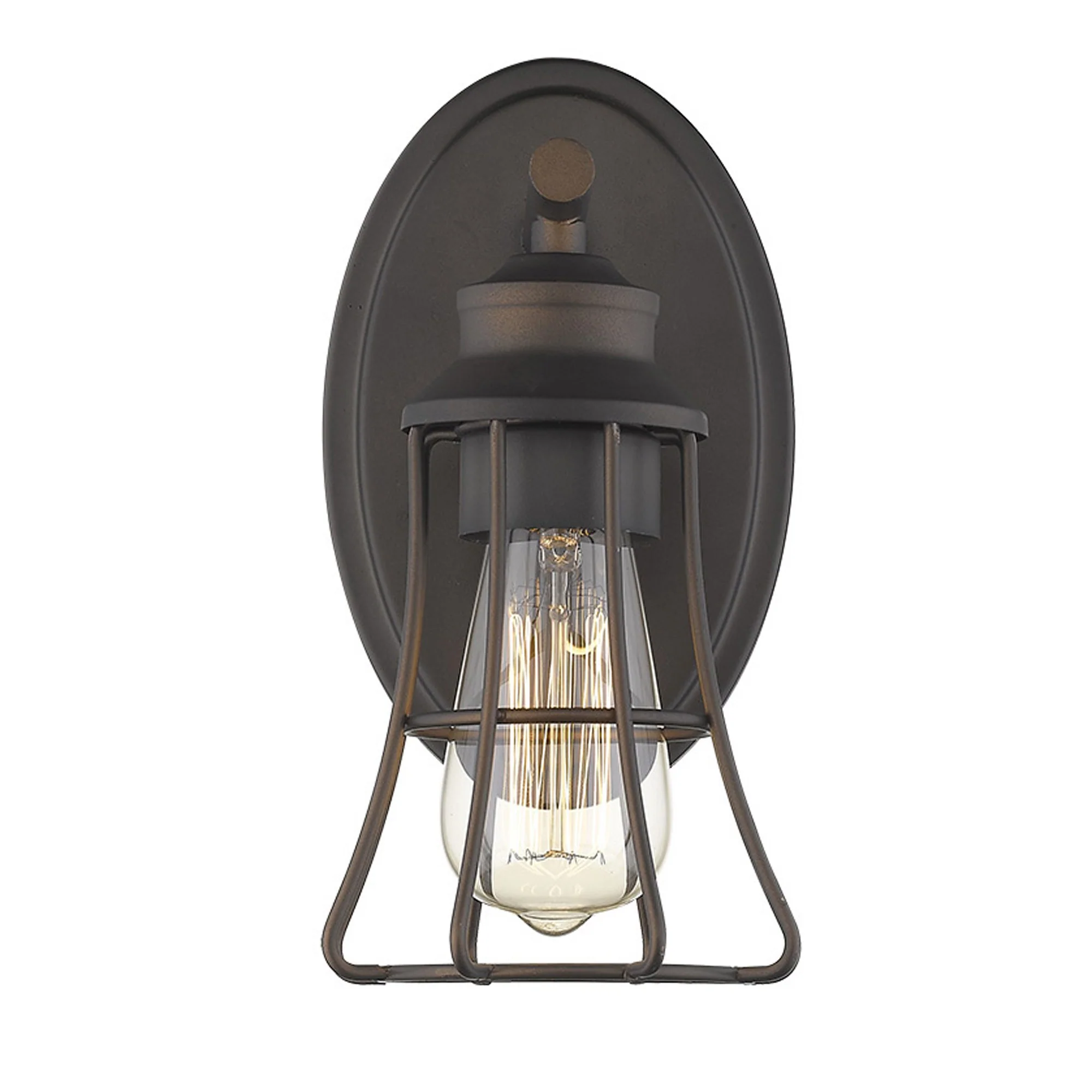 One Light Bronze Cage Wall Light By Homeroots - Image 2