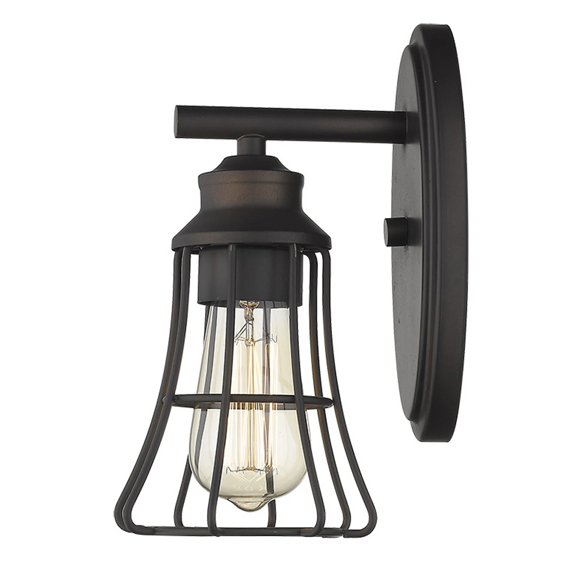 One Light Bronze Cage Wall Light By Homeroots - Image 4