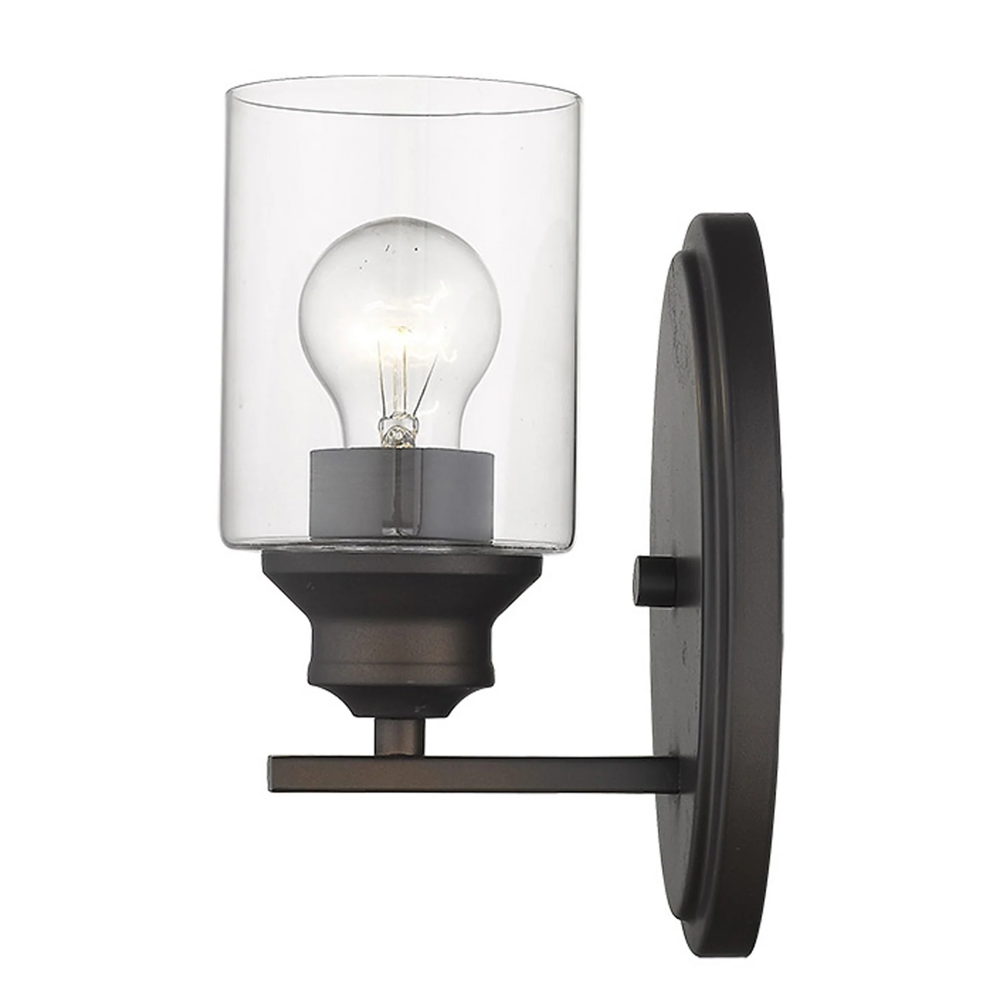 One Light Bronze Wall Light with Clear Glass Shade By Homeroots - Image 2