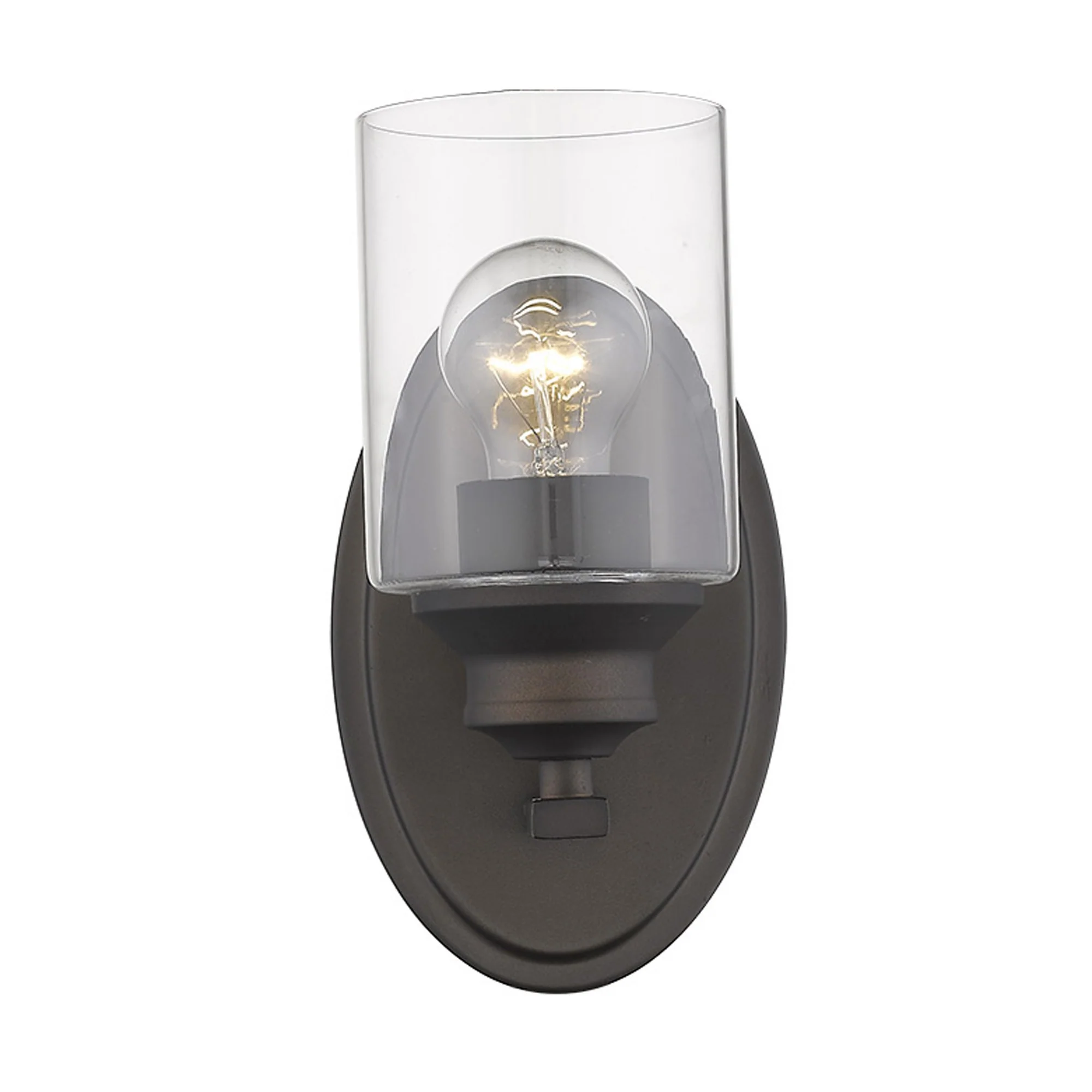 One Light Bronze Wall Light with Clear Glass Shade By Homeroots - Image 4