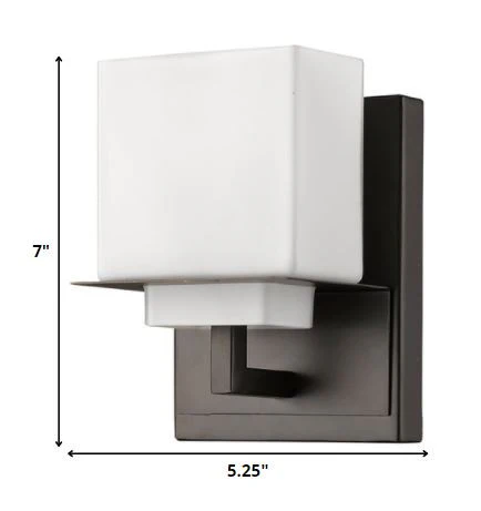 One Light Bronze White Glass Wall Sconce By Homeroots - Image 2
