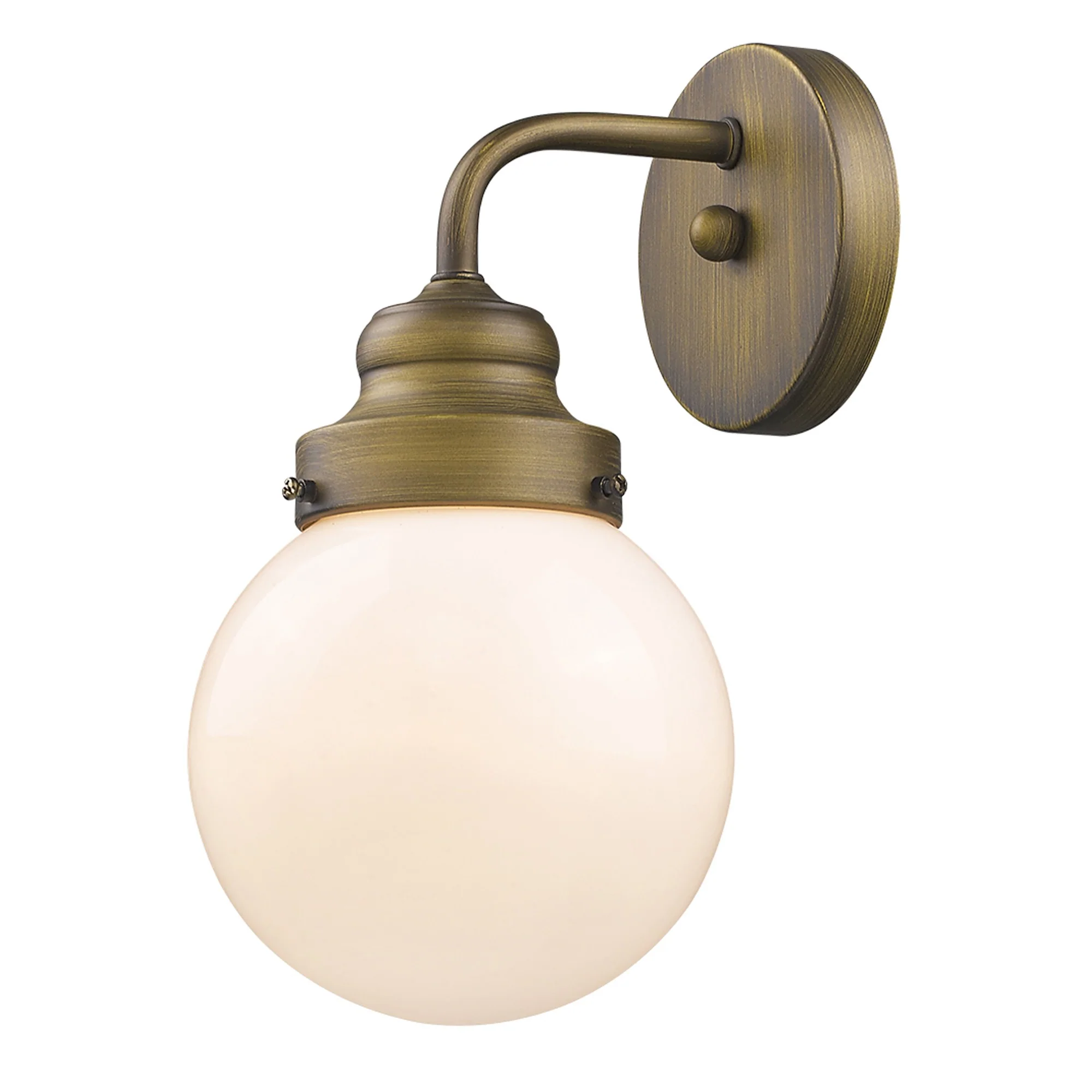 One Light Gold Wall Sconce with Round Glass Shade By Homeroots - Image 2