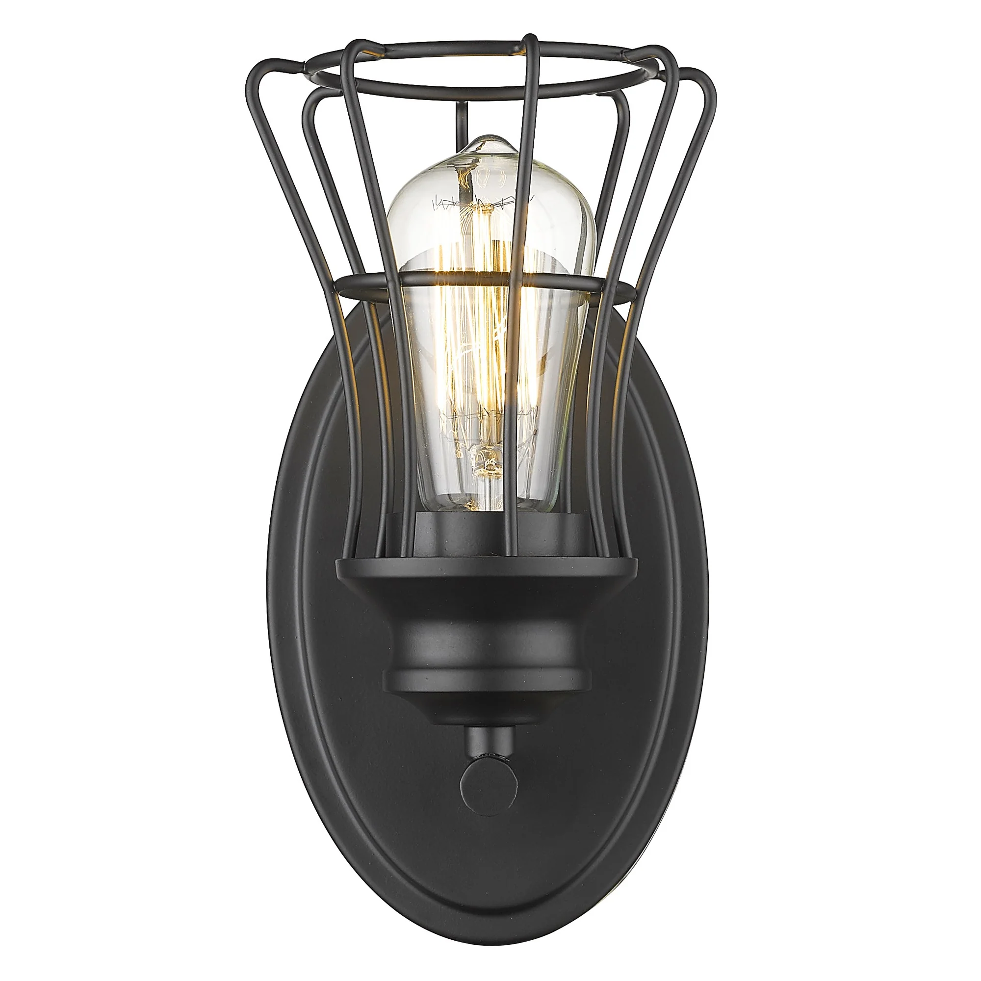 One Light Matte Black Cage Wall Sconce By Homeroots - Image 4