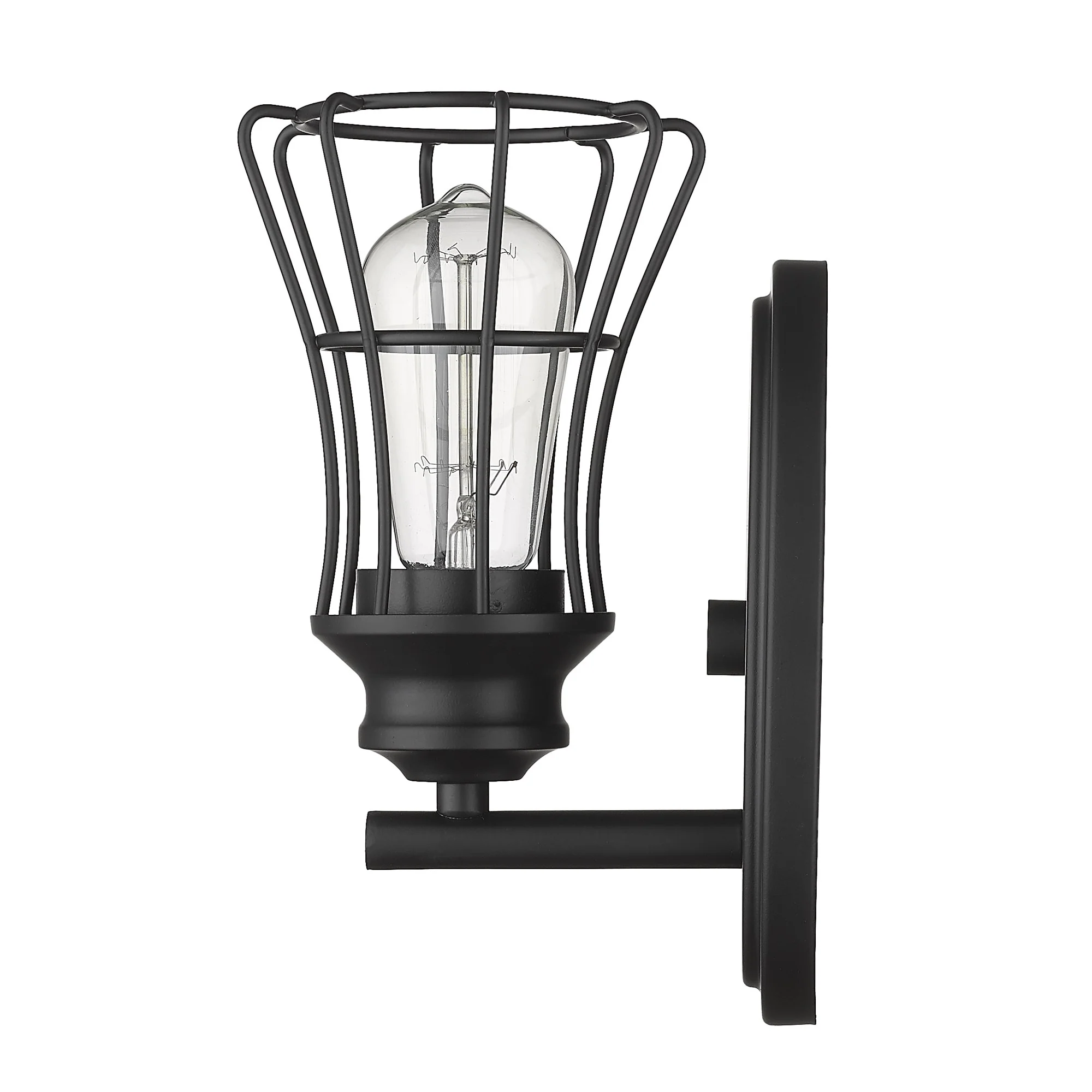One Light Matte Black Cage Wall Sconce By Homeroots - Image 5