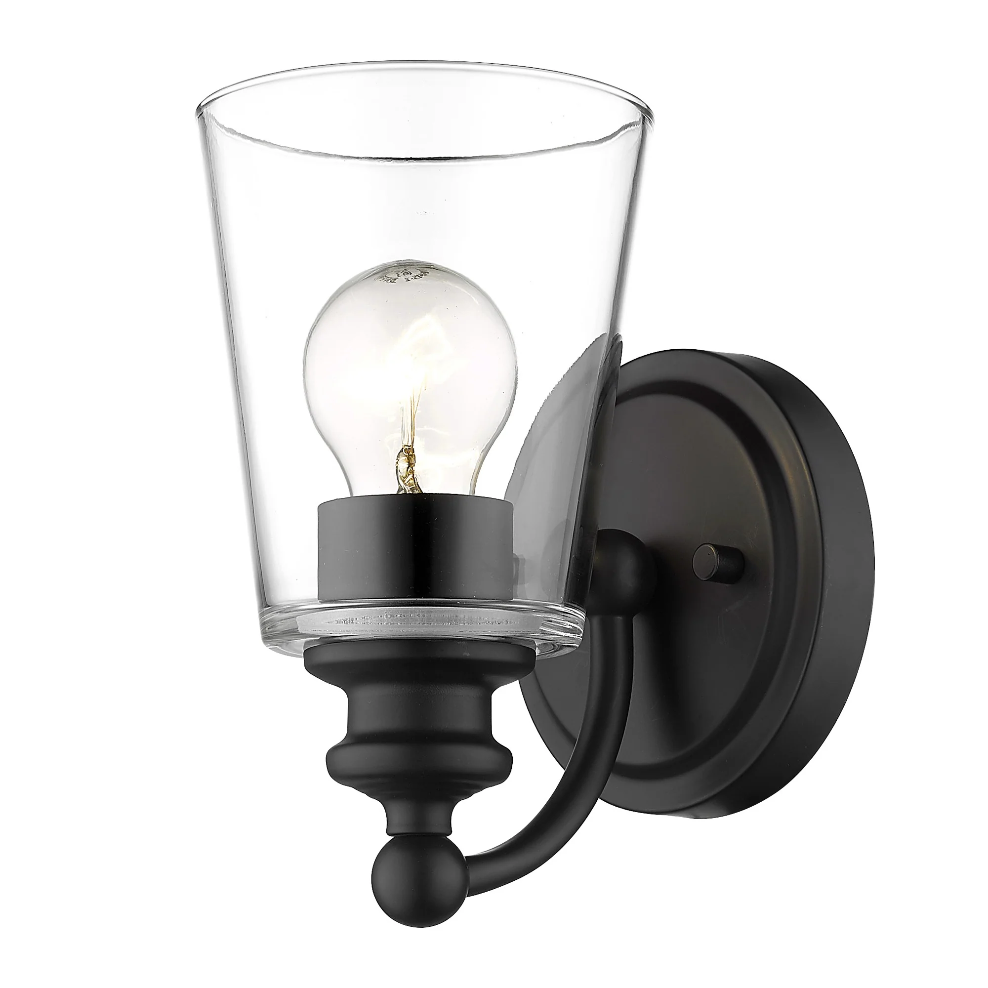 One Light Matte Black Glass Shade Wall Sconce By Homeroots - Image 2