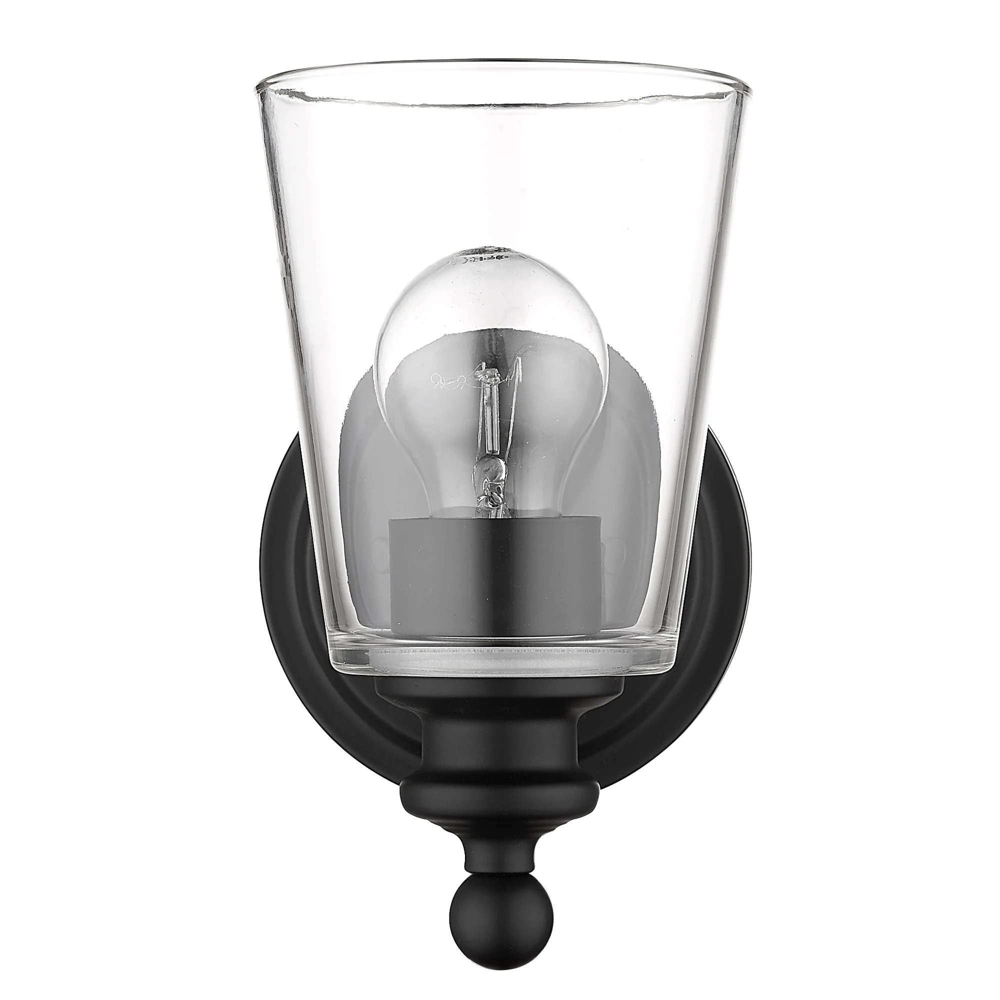 One Light Matte Black Glass Shade Wall Sconce By Homeroots - Image 3