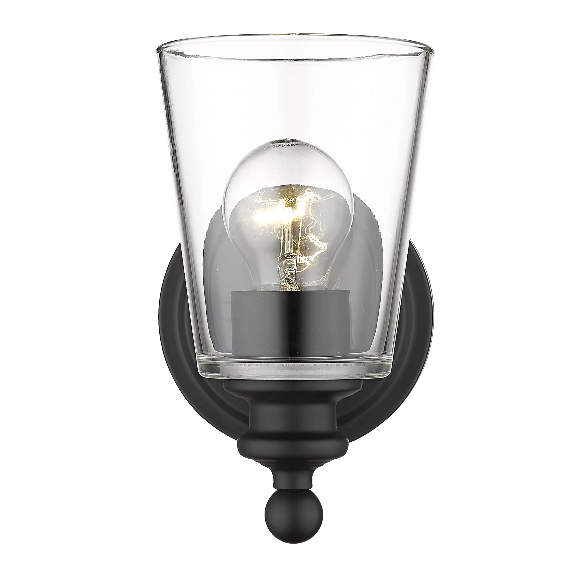 One Light Matte Black Glass Shade Wall Sconce By Homeroots - Image 4