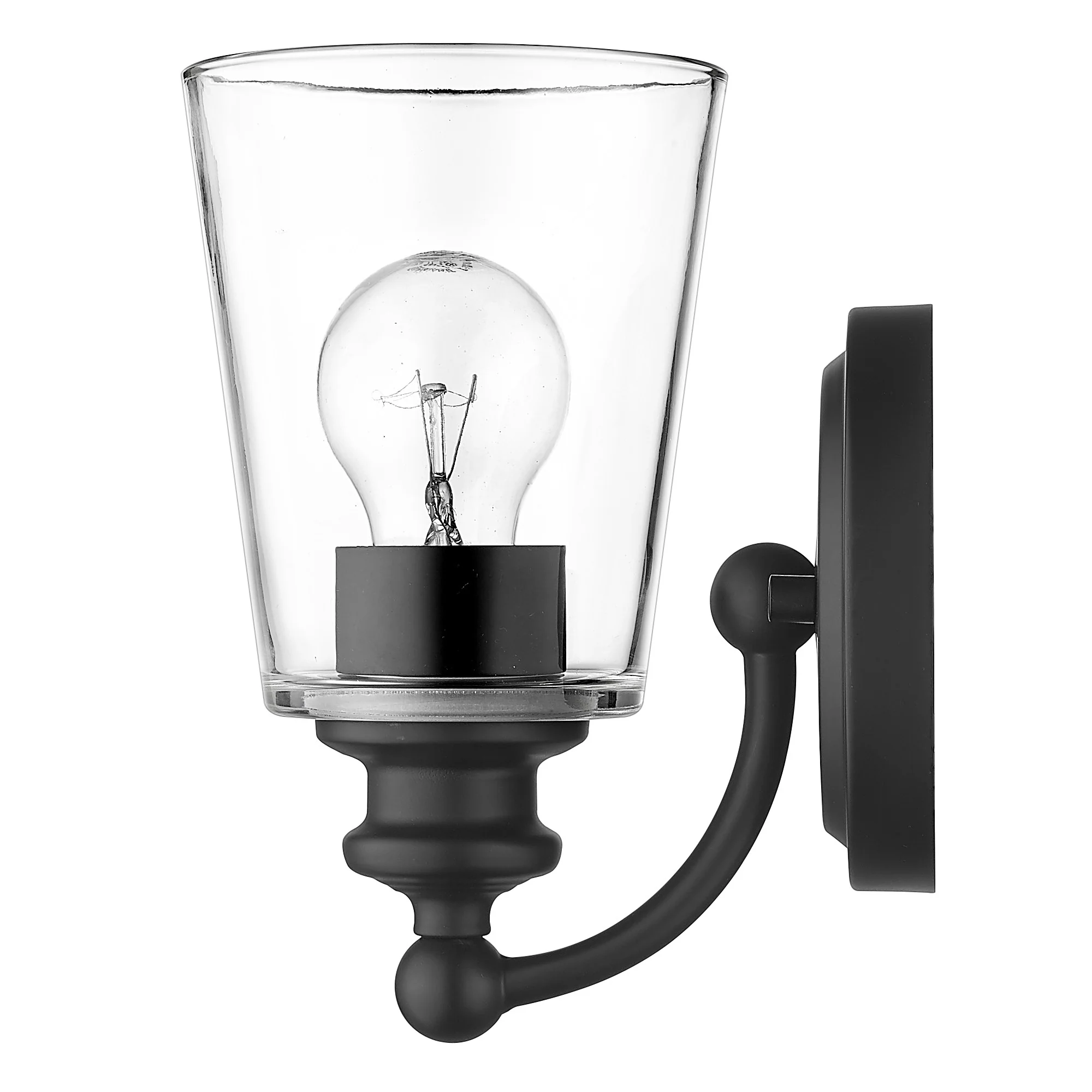 One Light Matte Black Glass Shade Wall Sconce By Homeroots - Image 5