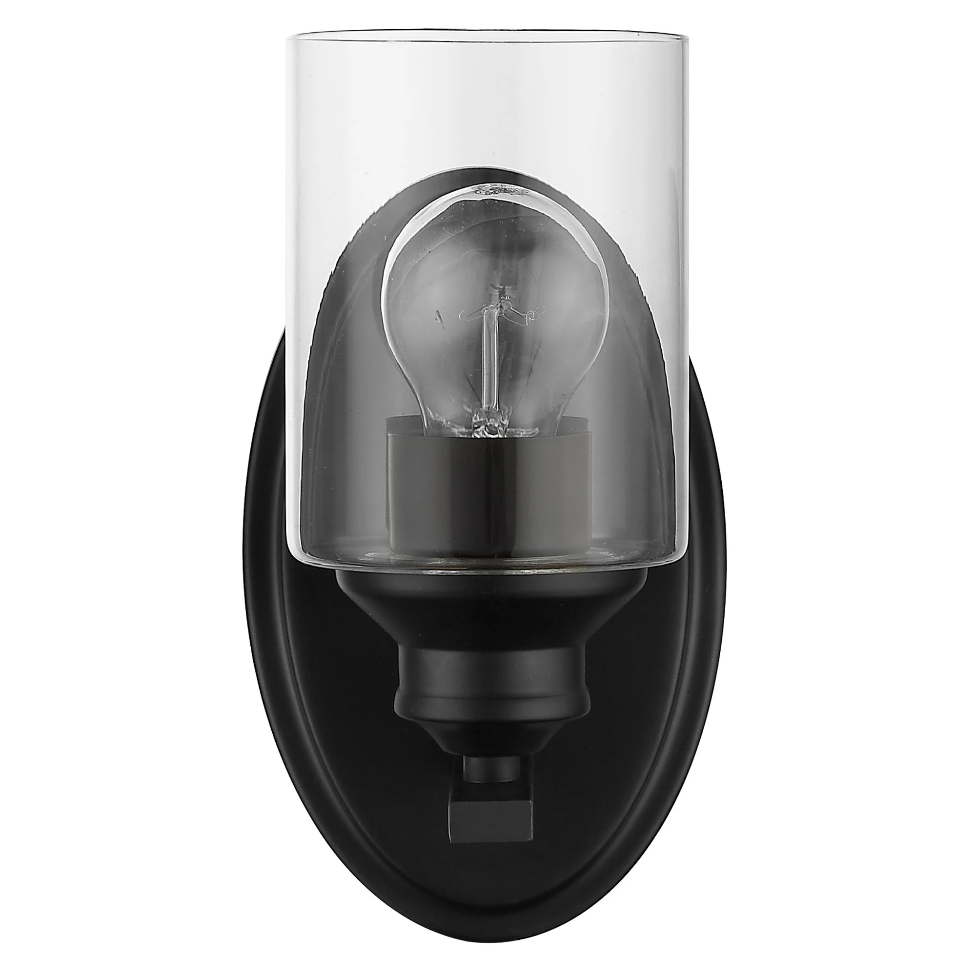 One Light Matte Black Wall Light with Clear Glass Shade By Homeroots - Image 3
