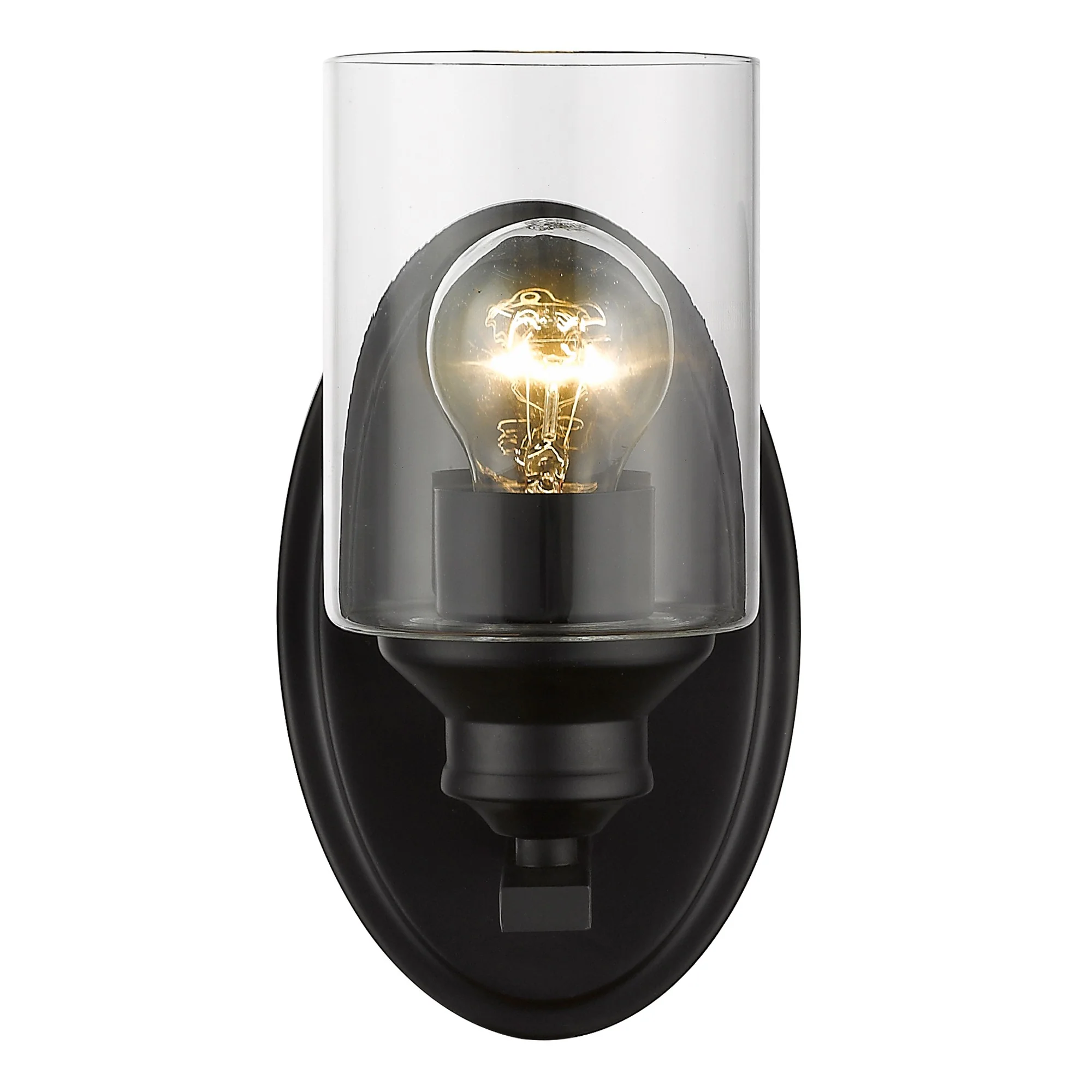 One Light Matte Black Wall Light with Clear Glass Shade By Homeroots - Image 4