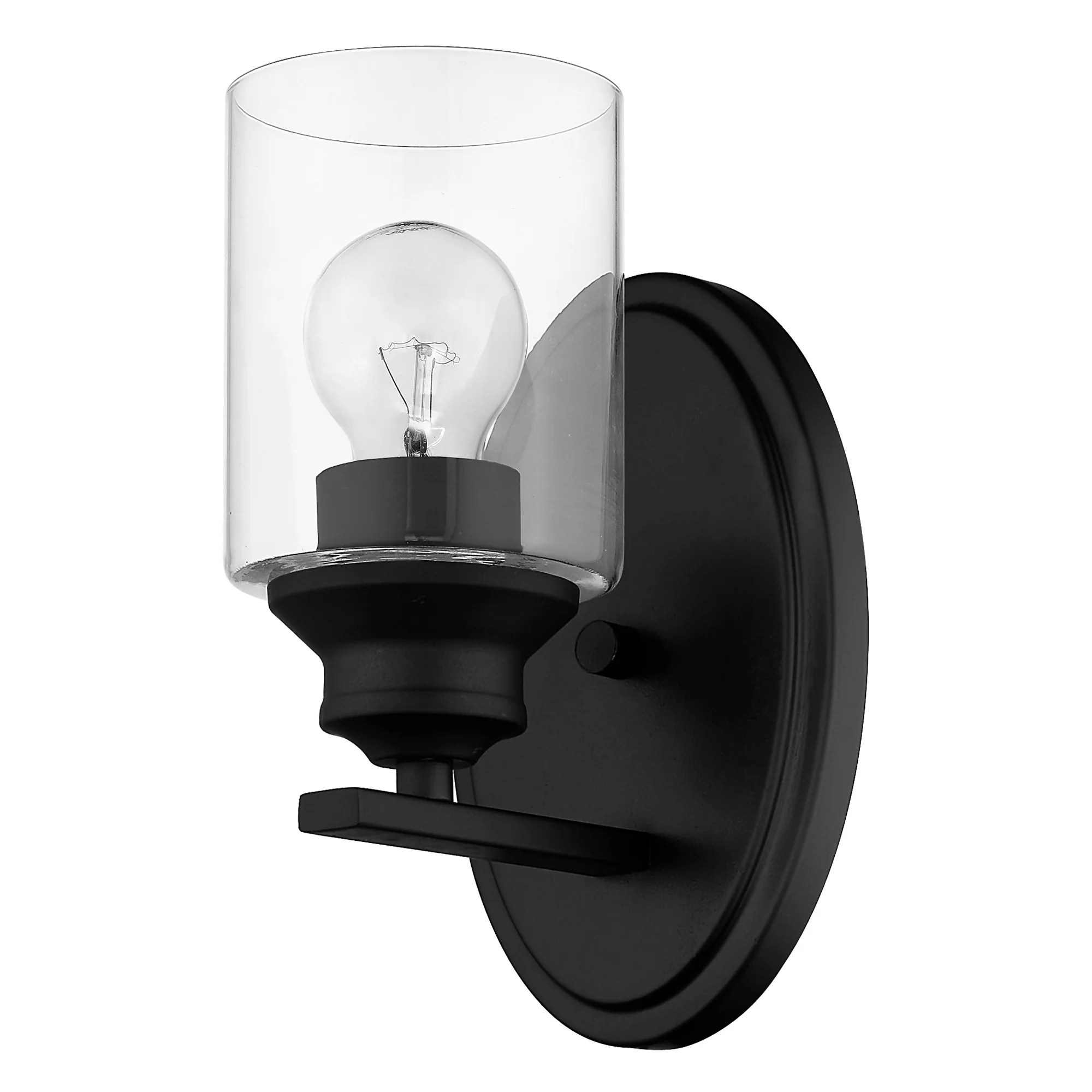 One Light Matte Black Wall Light with Clear Glass Shade By Homeroots - Image 5