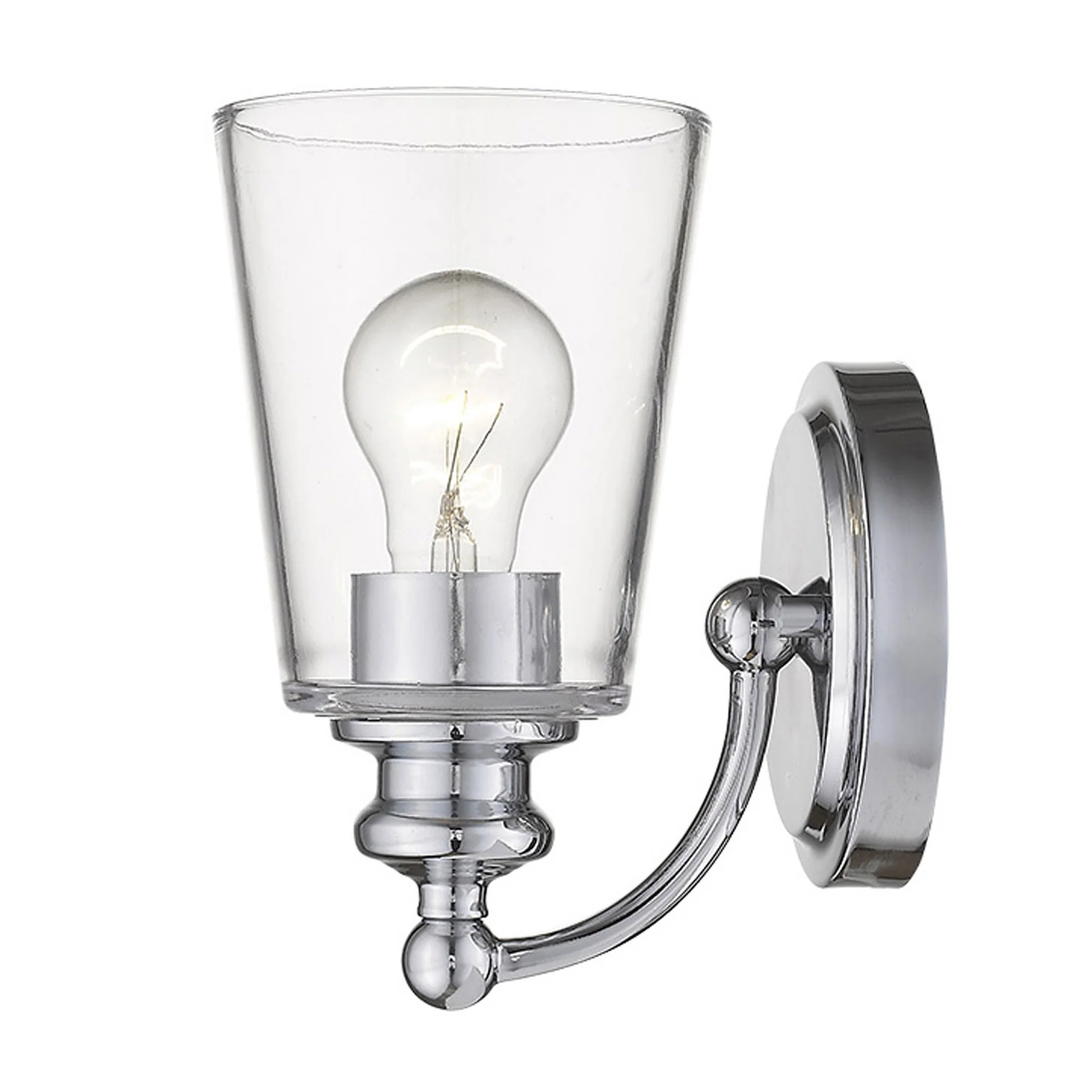 One Light Silver Glass Shade Wall Sconce By Homeroots - Image 2