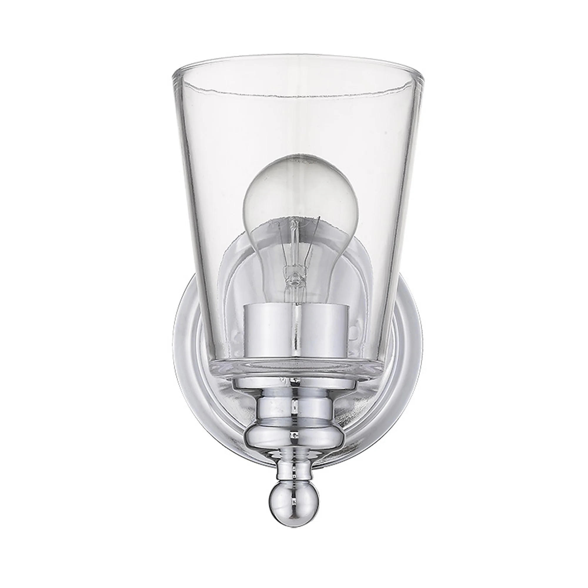 One Light Silver Glass Shade Wall Sconce By Homeroots - Image 3