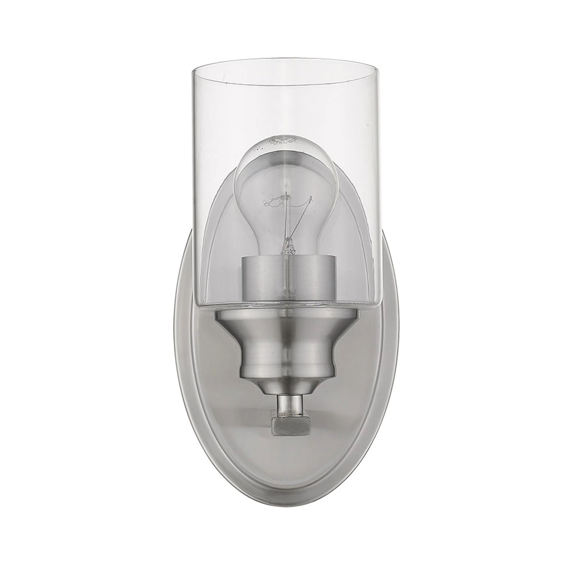 One Light Silver Wall Light with Clear Glass Shade By Homeroots - Image 2