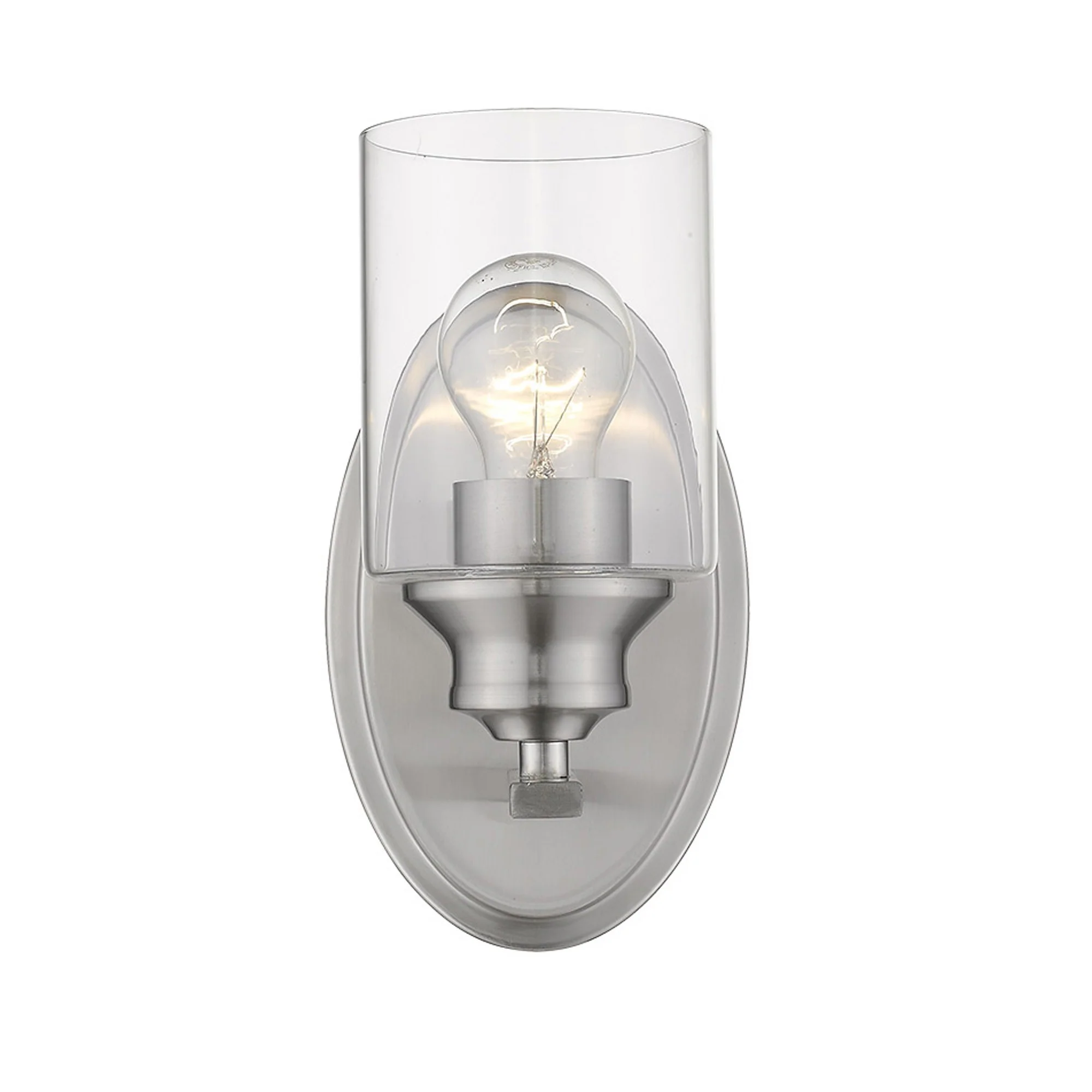 One Light Silver Wall Light with Clear Glass Shade By Homeroots - Image 3
