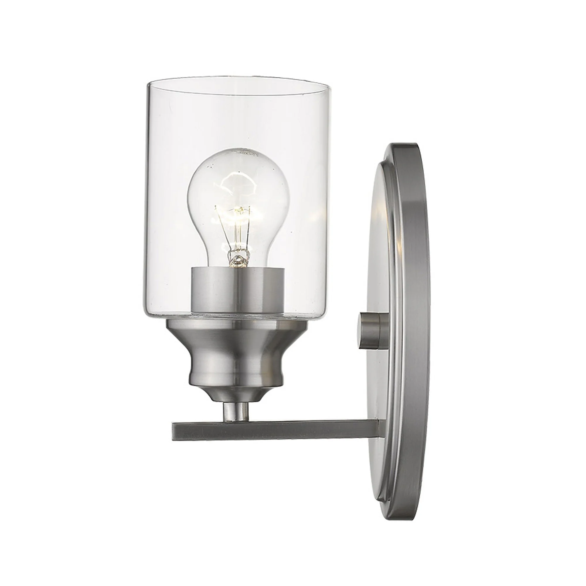 One Light Silver Wall Light with Clear Glass Shade By Homeroots - Image 4