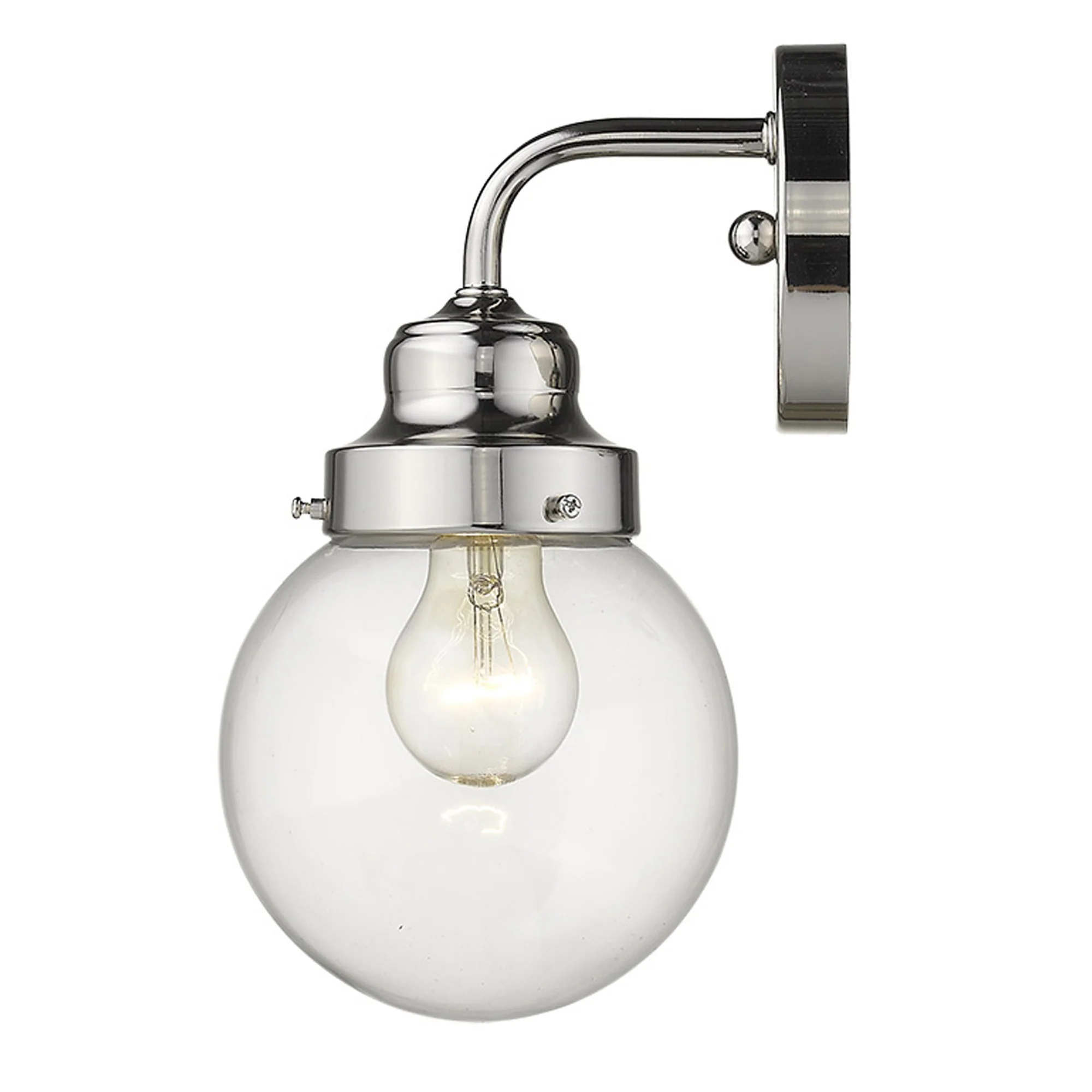 One Light Silver Wall Sconce with Round Glass Shade By Homeroots - Image 4
