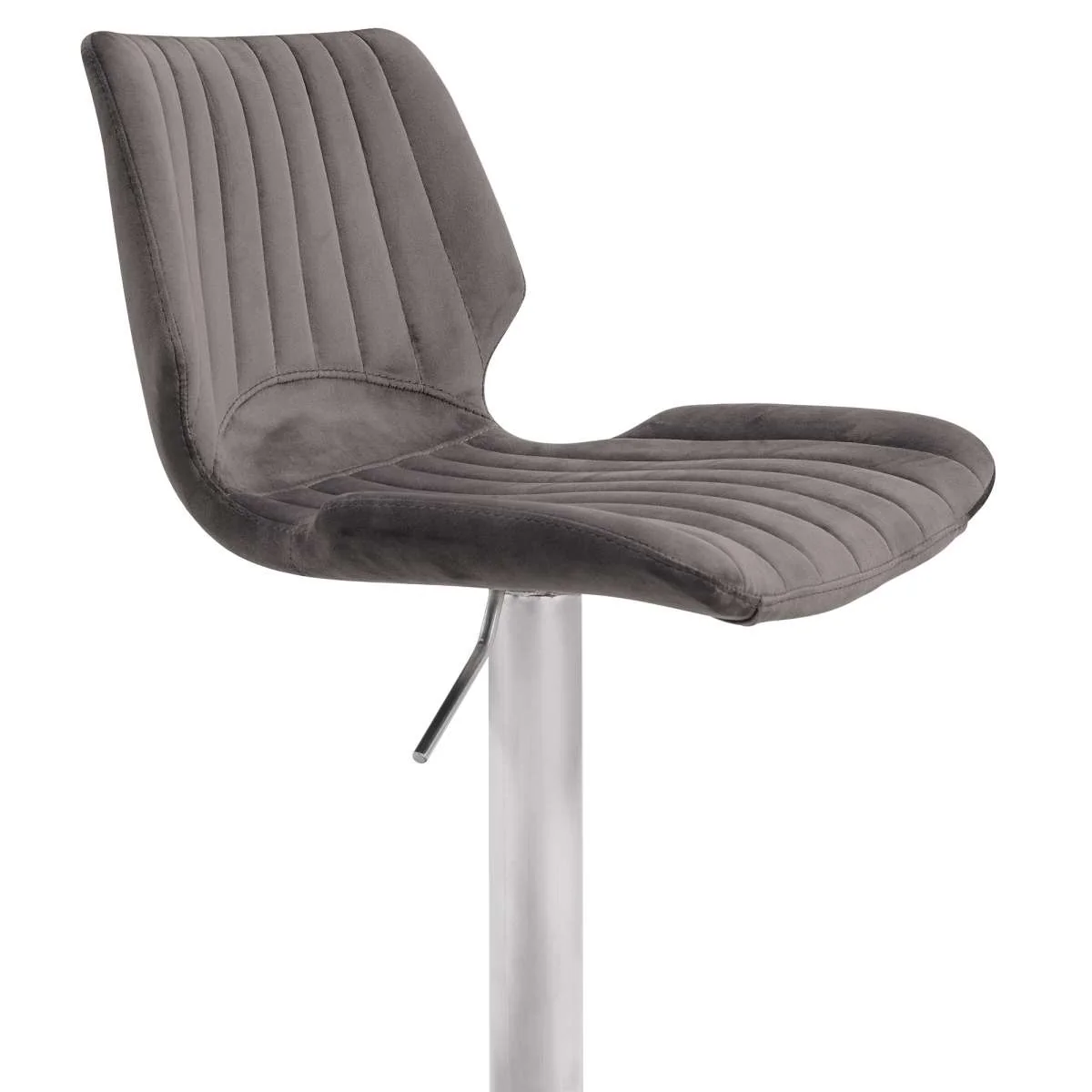 Oneida Adjustable Gray Velvet and Brushed Stainless Steel Bar and Counter Stool By Armen Living - Image 3