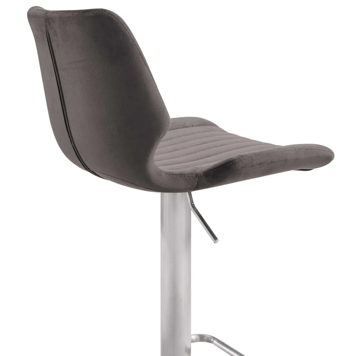 Oneida Adjustable Gray Velvet and Brushed Stainless Steel Bar and Counter Stool By Armen Living - Image 4