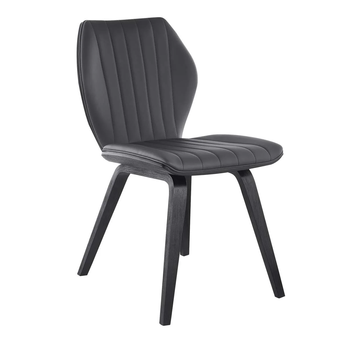 Ontario Gray Faux Leather and Black Wood Dining Chairs - Set of 2 By Armen Living - Image 2