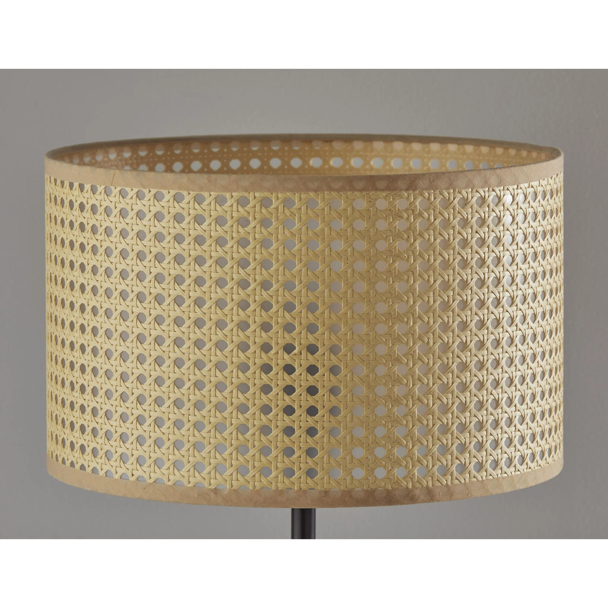 Open Cane Web Natural Shade Floor Lamp with Dark Bronze Base By Homeroots - Image 3