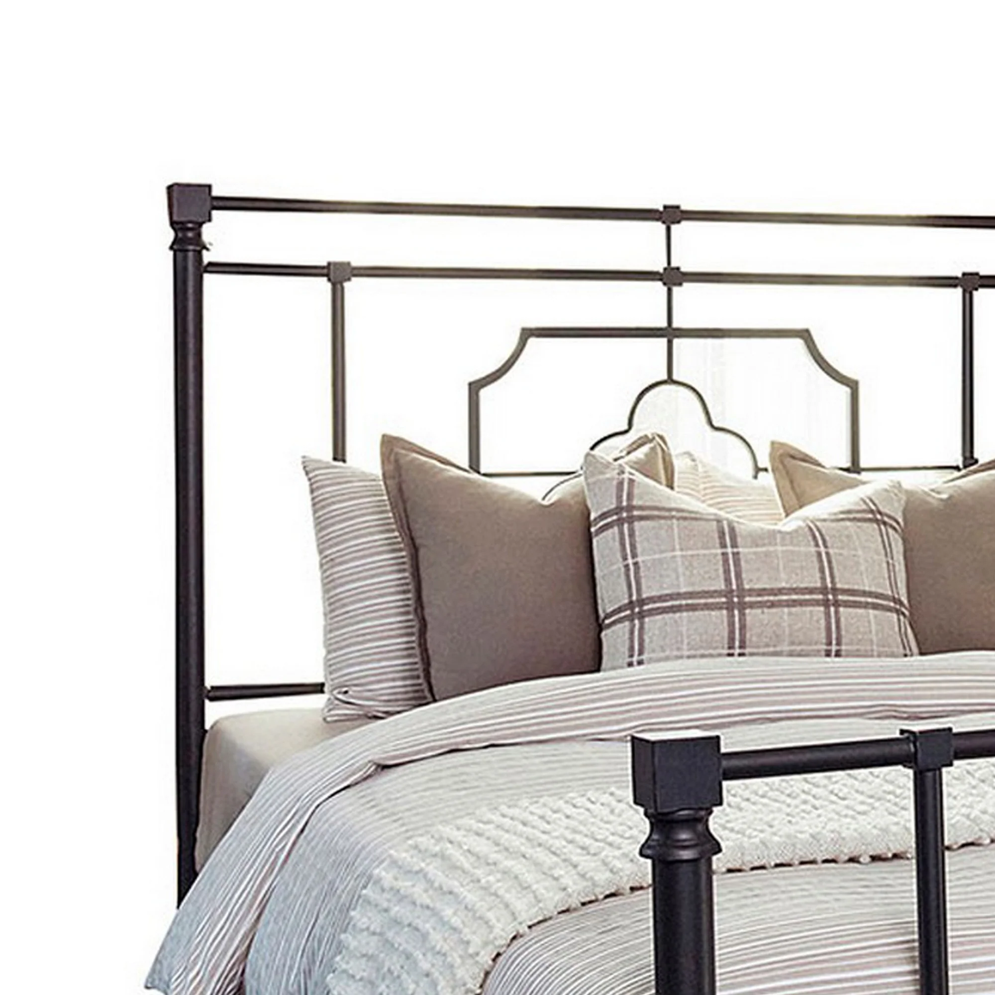 Open Frame Metal Tubular Queen Bed Black By Benzara - Image 3