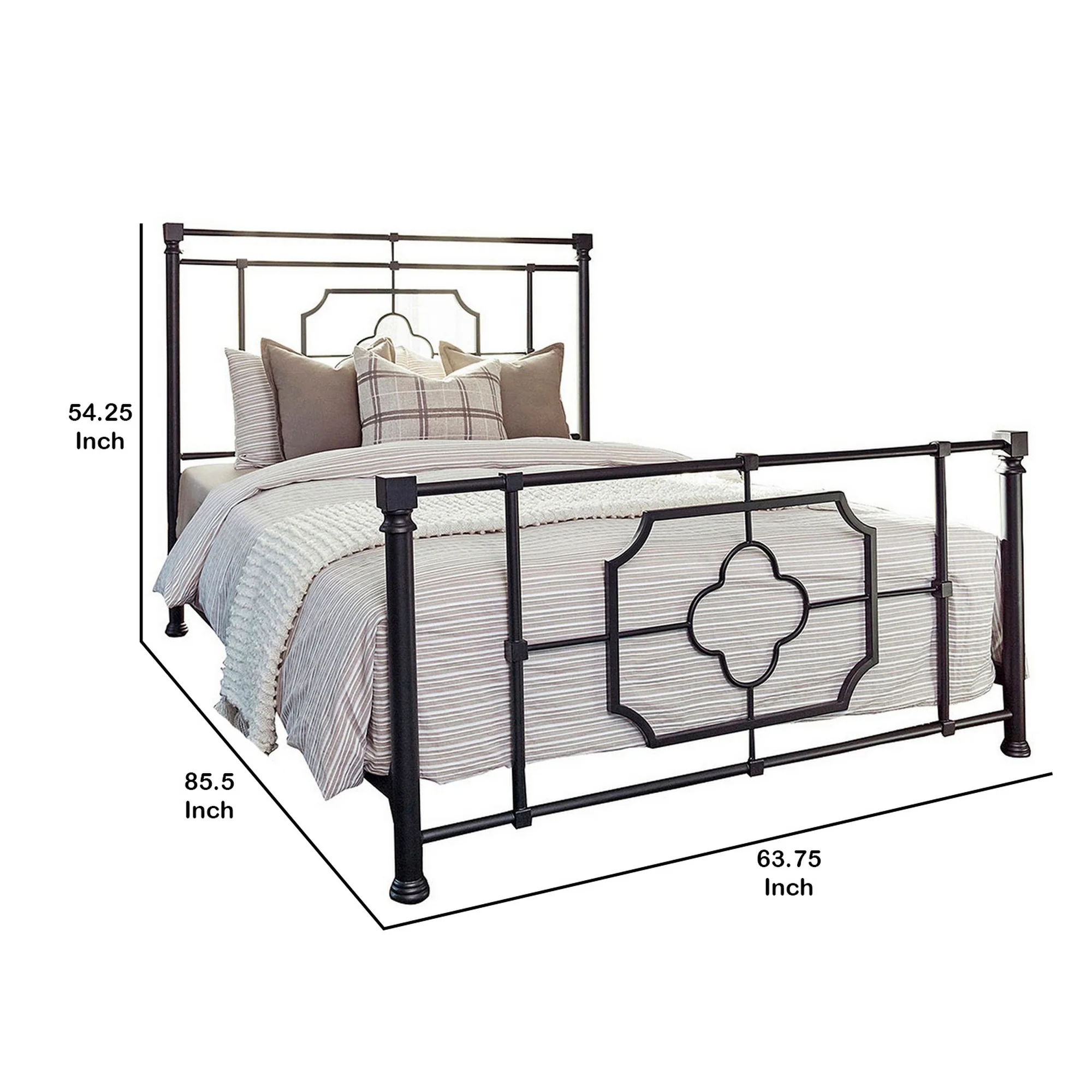 Open Frame Metal Tubular Queen Bed Black By Benzara - Image 4