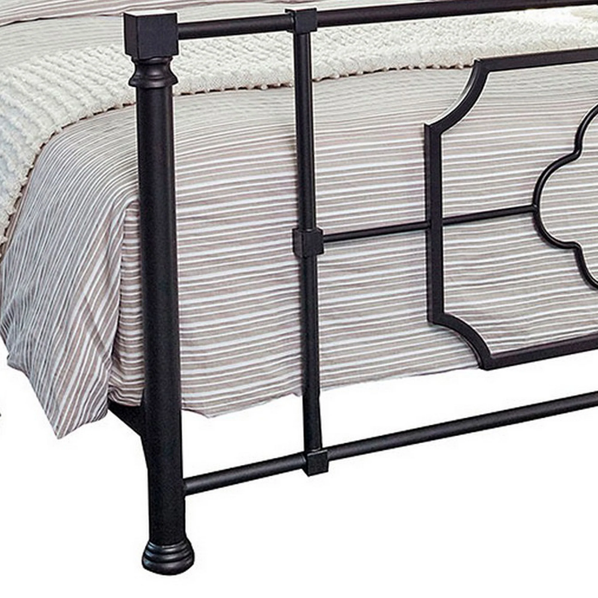 Open Frame Metal Tubular Queen Bed Black By Benzara - Image 5