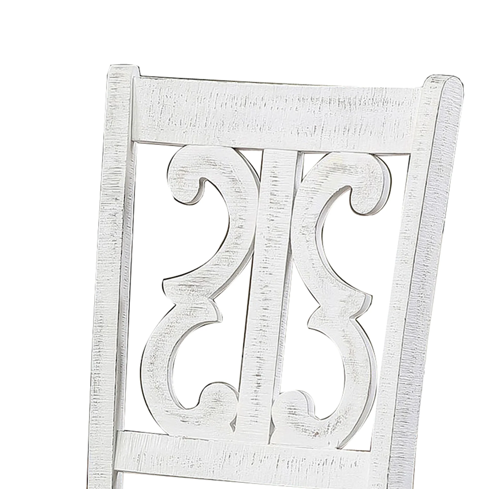 Open Scroll Back Wooden Side Chair With Padded Seat Set Of 2 White By Benzara - Image 3