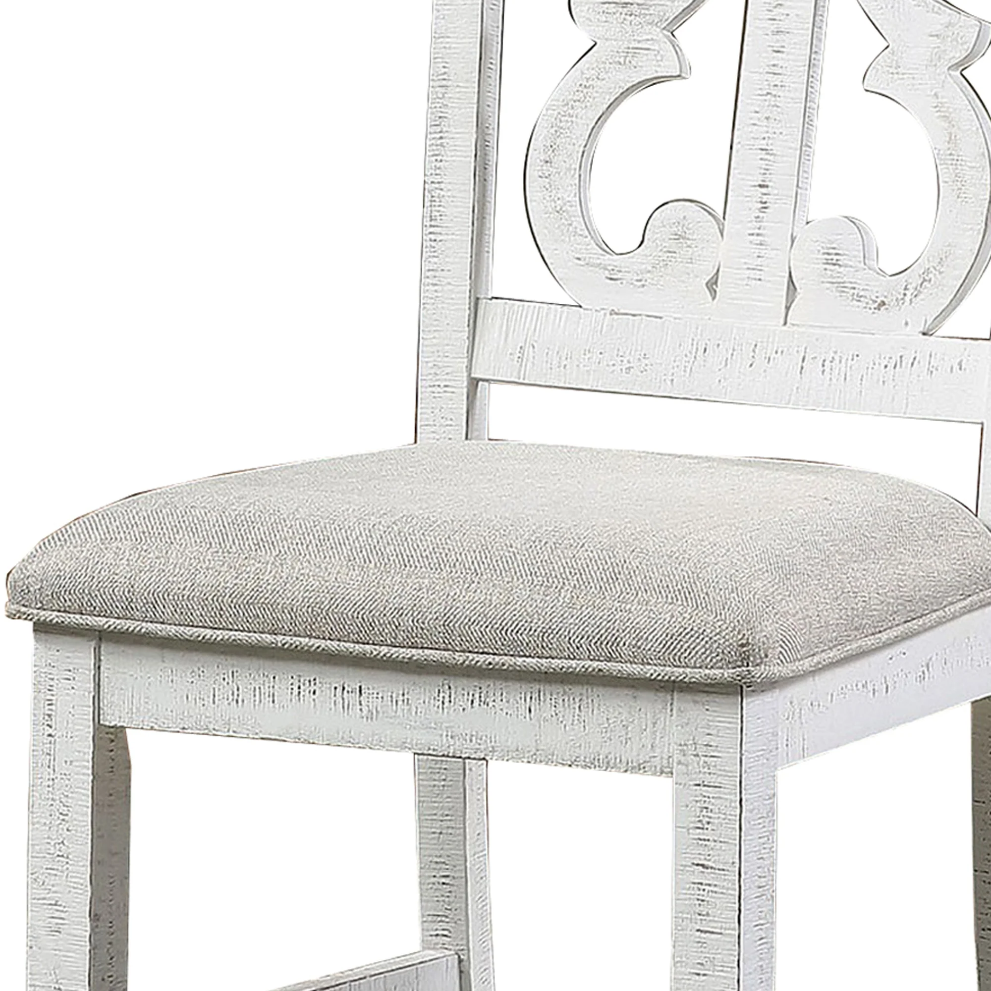 Open Scroll Back Wooden Side Chair With Padded Seat Set Of 2 White By Benzara - Image 4