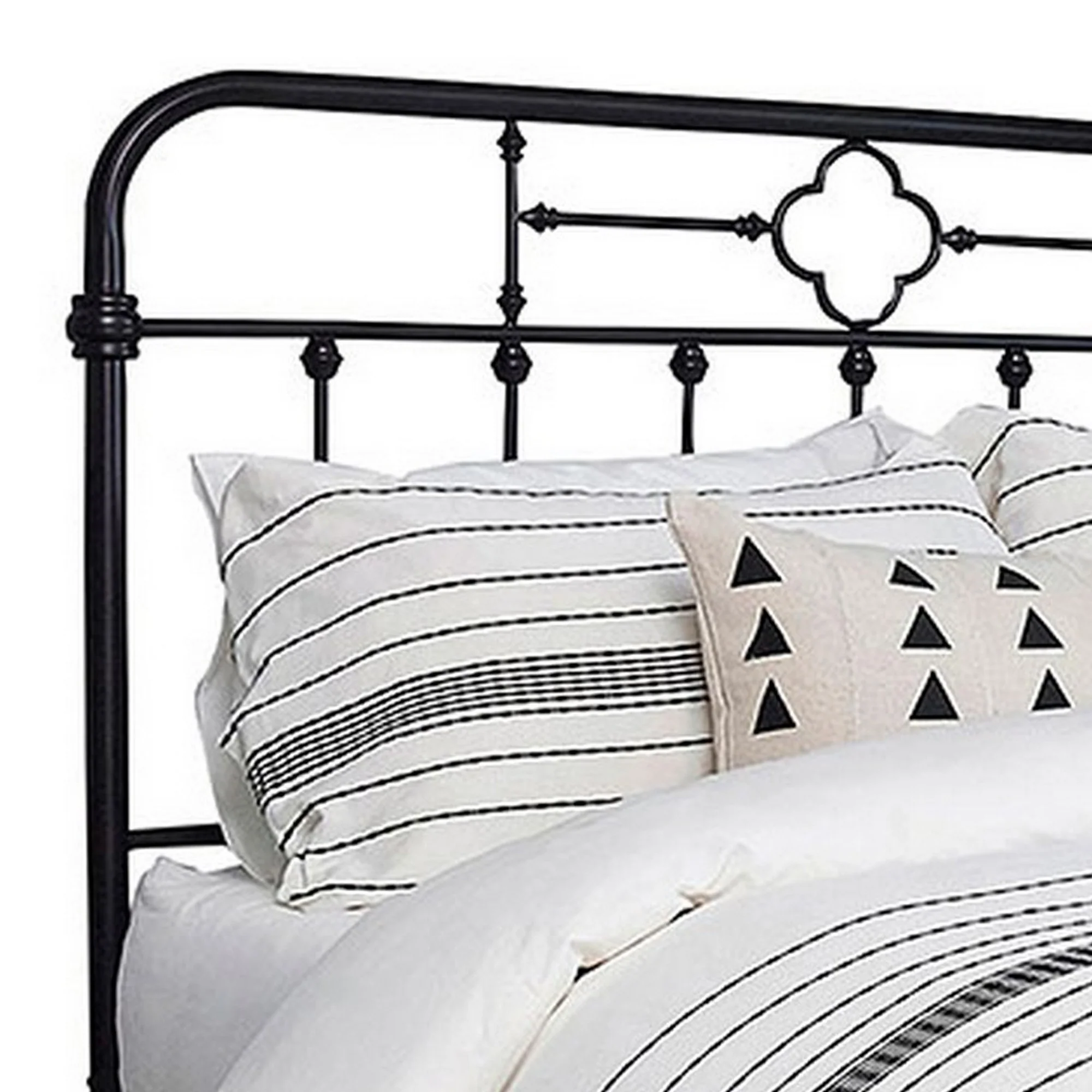 Open Tubular Frame Metal Queen Bed Black By Benzara - Image 3