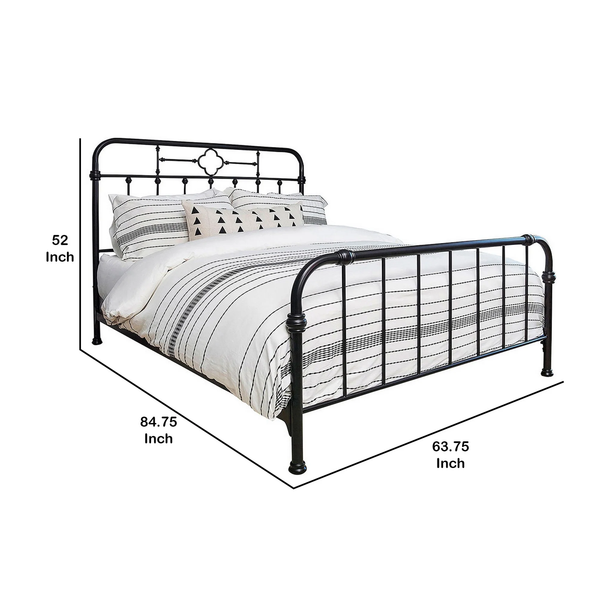 Open Tubular Frame Metal Queen Bed Black By Benzara - Image 4