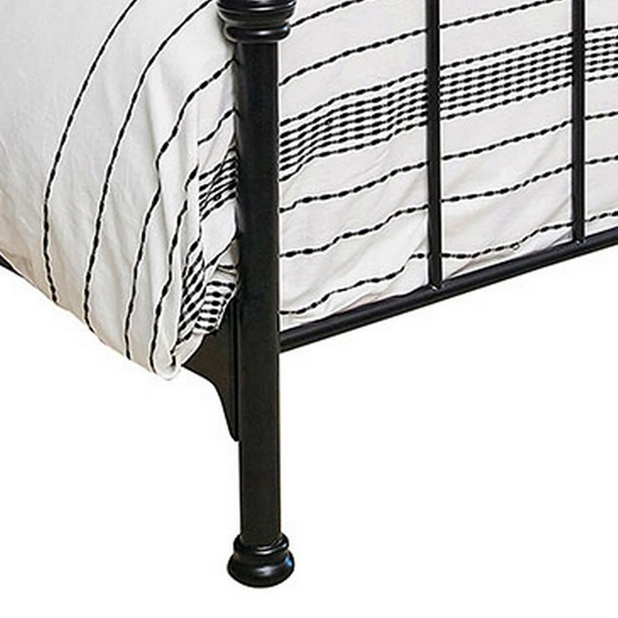 Open Tubular Frame Metal Queen Bed Black By Benzara - Image 5