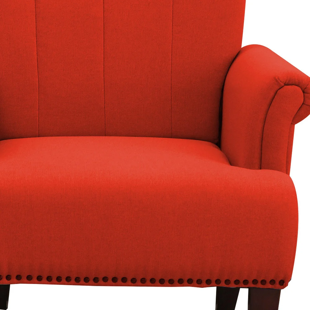 Orange and Brown Upholstered Arm Chair By Homeroots - Image 4