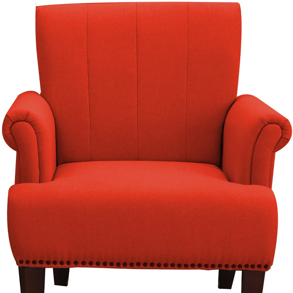 Orange and Brown Upholstered Arm Chair By Homeroots - Image 5