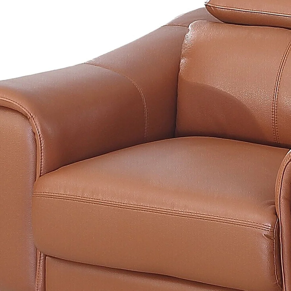 Orange And Silver Genuine Leather Lounge Chair By Homeroots - Image 2