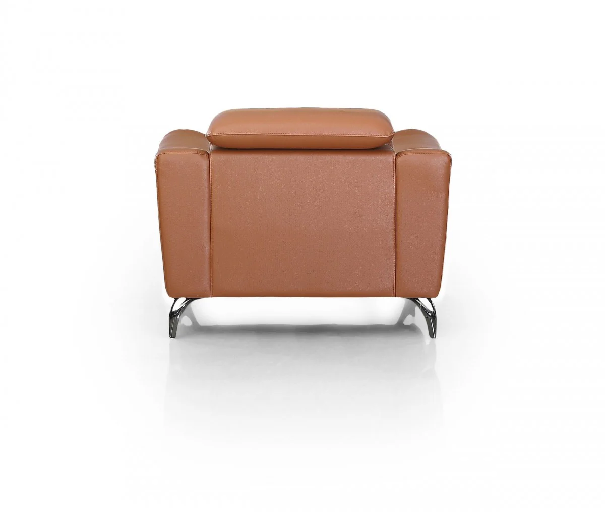 Orange And Silver Genuine Leather Lounge Chair By Homeroots - Image 4
