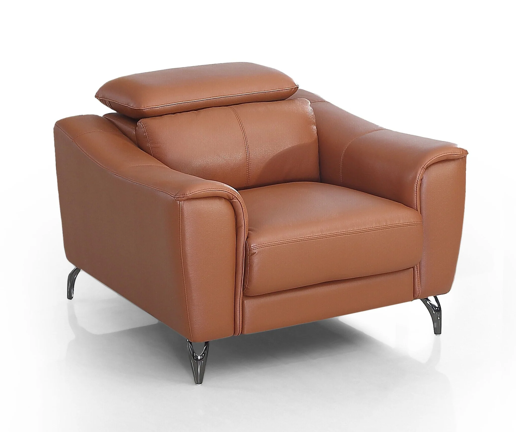 Orange And Silver Genuine Leather Lounge Chair By Homeroots - Image 5