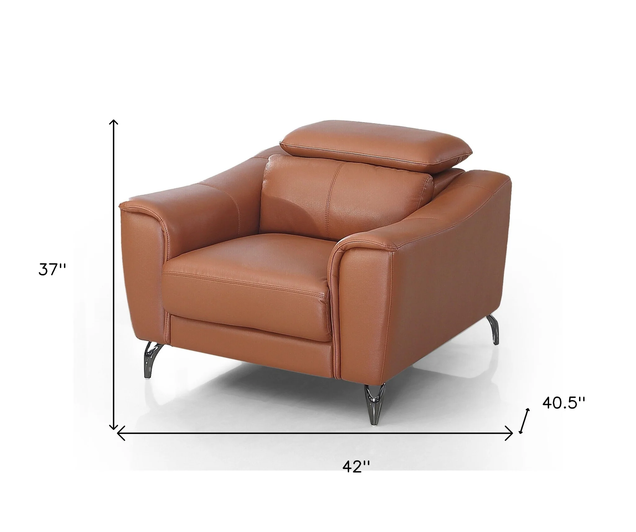 Orange And Silver Genuine Leather Lounge Chair By Homeroots - Image 8