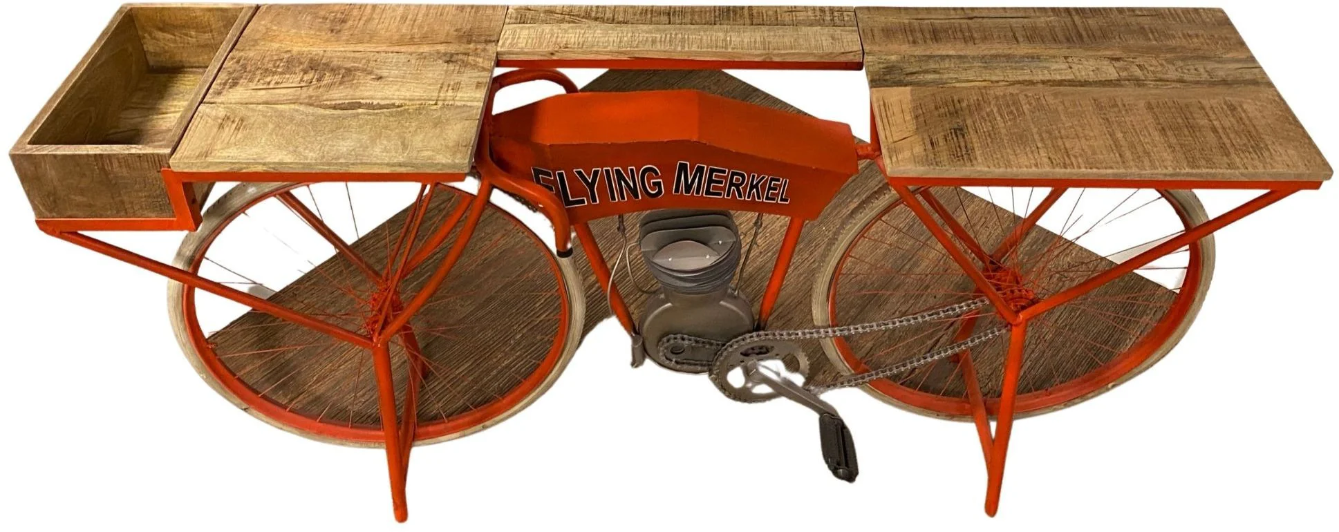 Orange Flying Merkel Motorcycle Bar Cart By Homeroots - Image 2