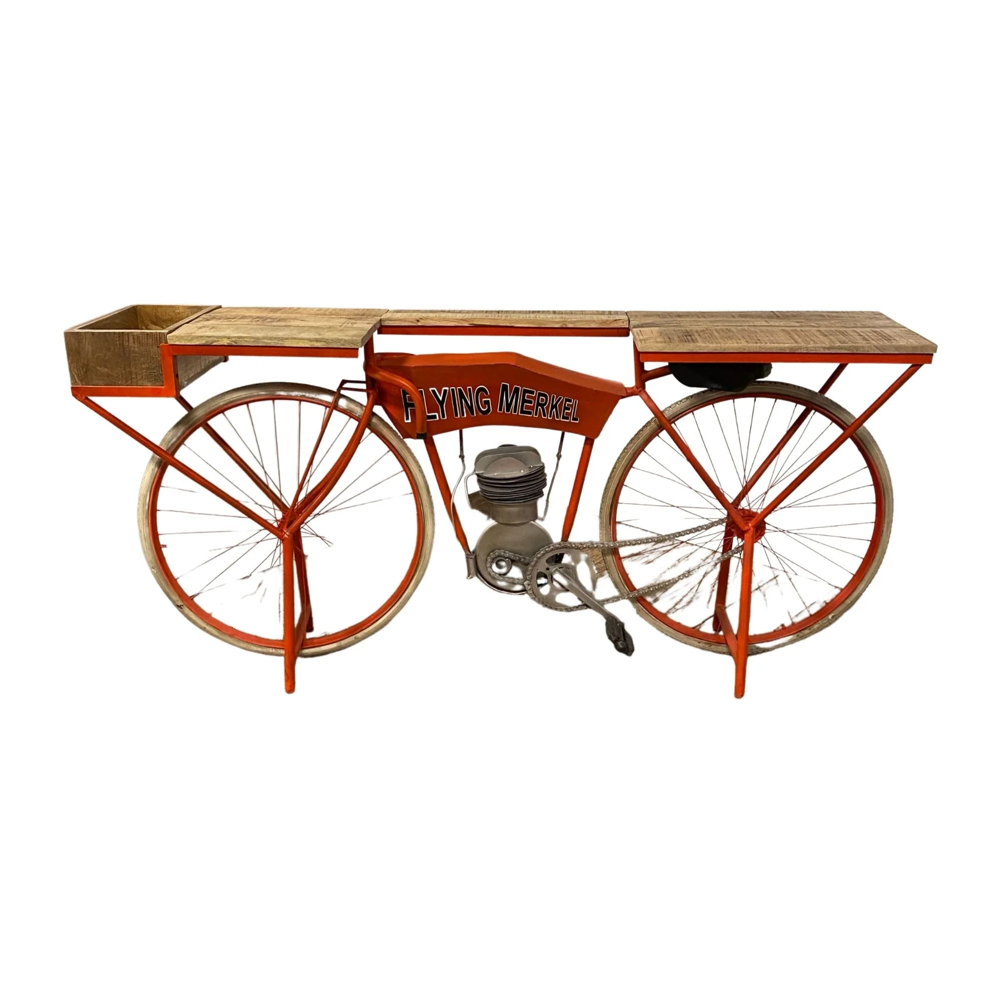 Orange Flying Merkel Motorcycle Bar Cart By Homeroots - Image 3