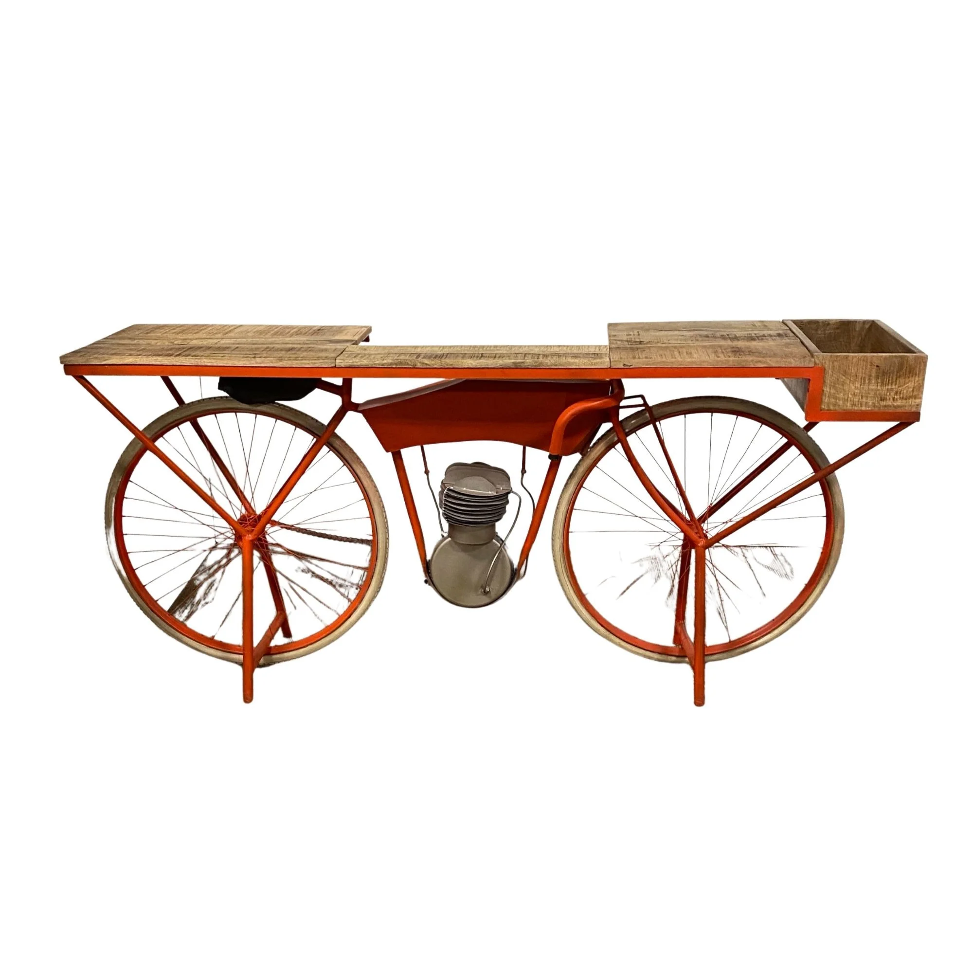 Orange Flying Merkel Motorcycle Bar Cart By Homeroots - Image 5