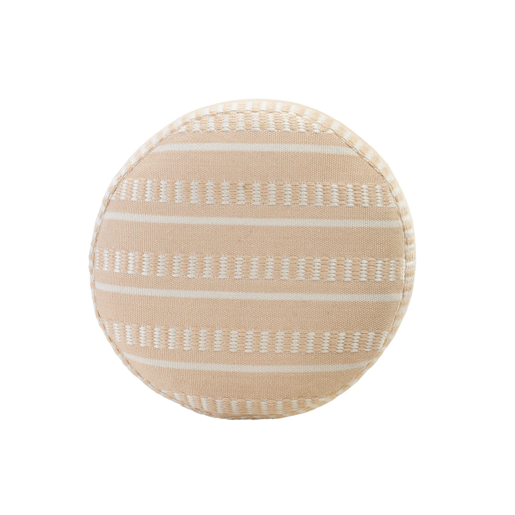 Orange Polyester Round Striped Indoor Outdoor Pouf Ottoman By Homeroots - Image 2