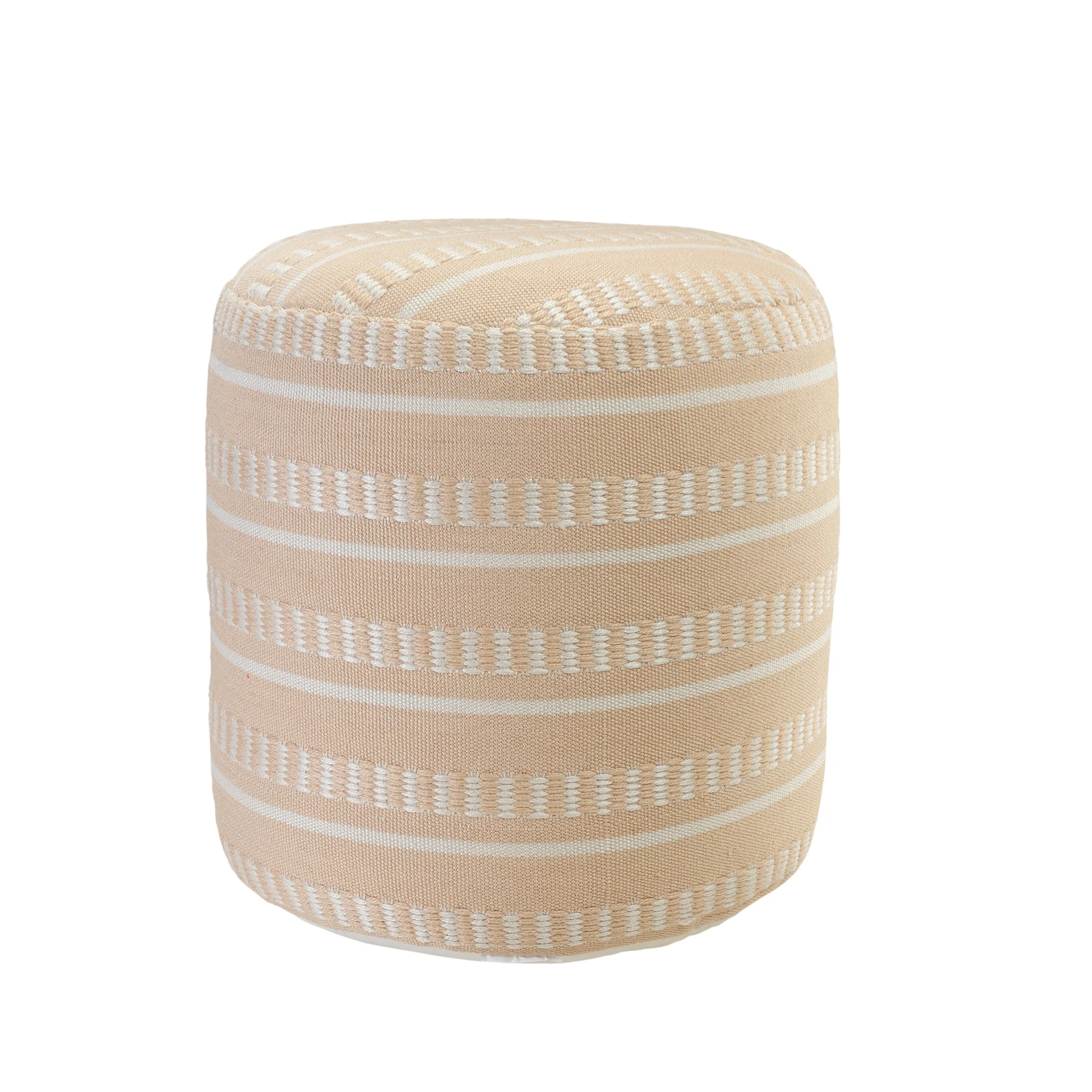 Orange Polyester Round Striped Indoor Outdoor Pouf Ottoman By Homeroots - Image 5