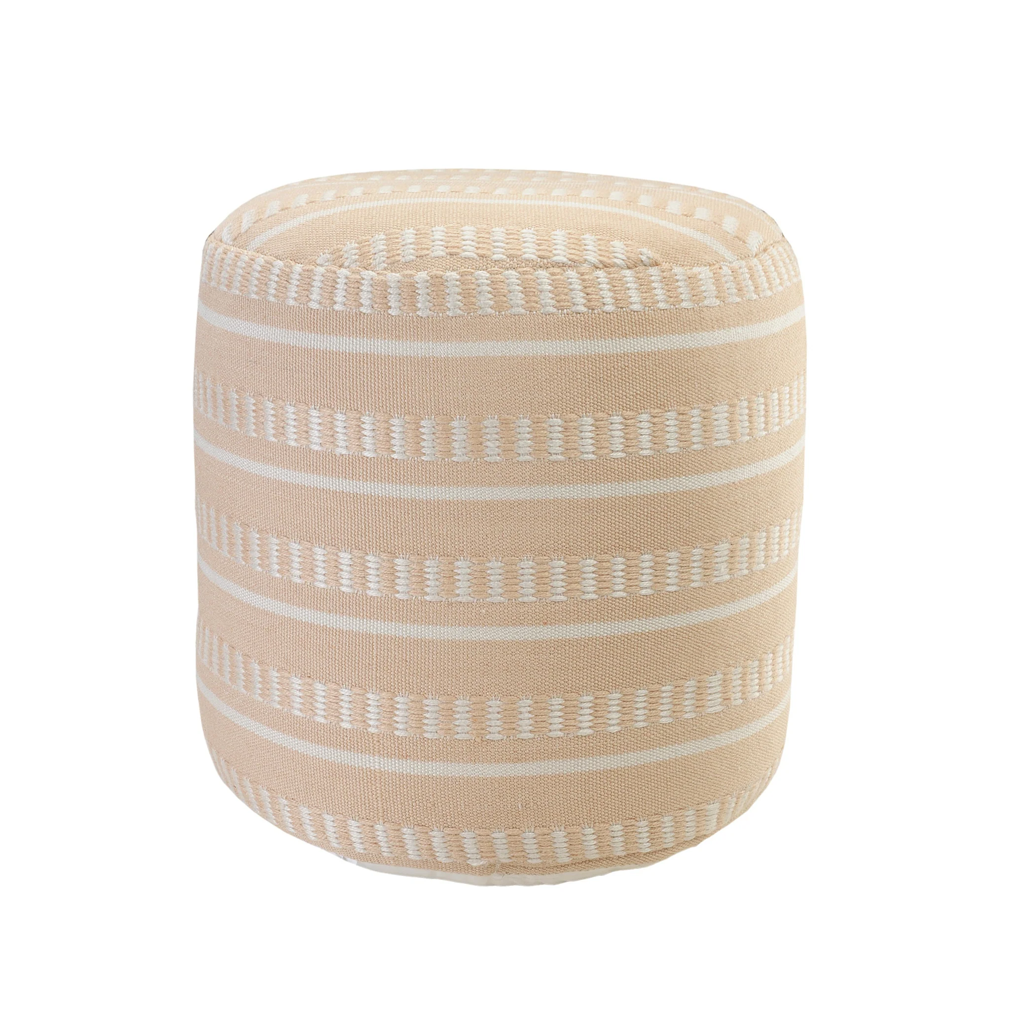 Orange Polyester Round Striped Indoor Outdoor Pouf Ottoman By Homeroots - Image 6