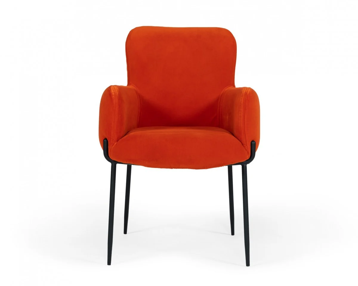 Orange Velvet Dining Chair By Homeroots - Image 2