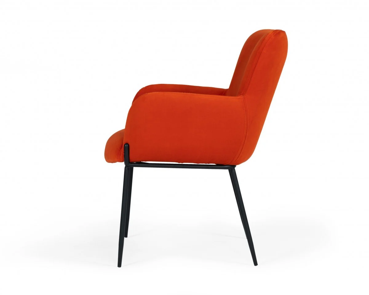 Orange Velvet Dining Chair By Homeroots - Image 3