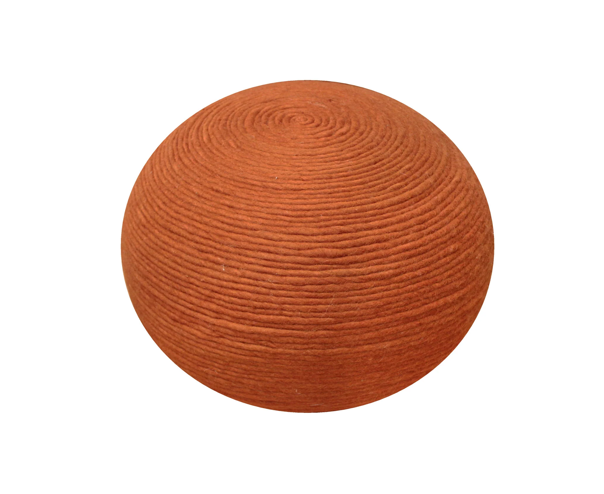 Orange Wool Round Ribbed Pouf Ottoman By Homeroots - Image 4