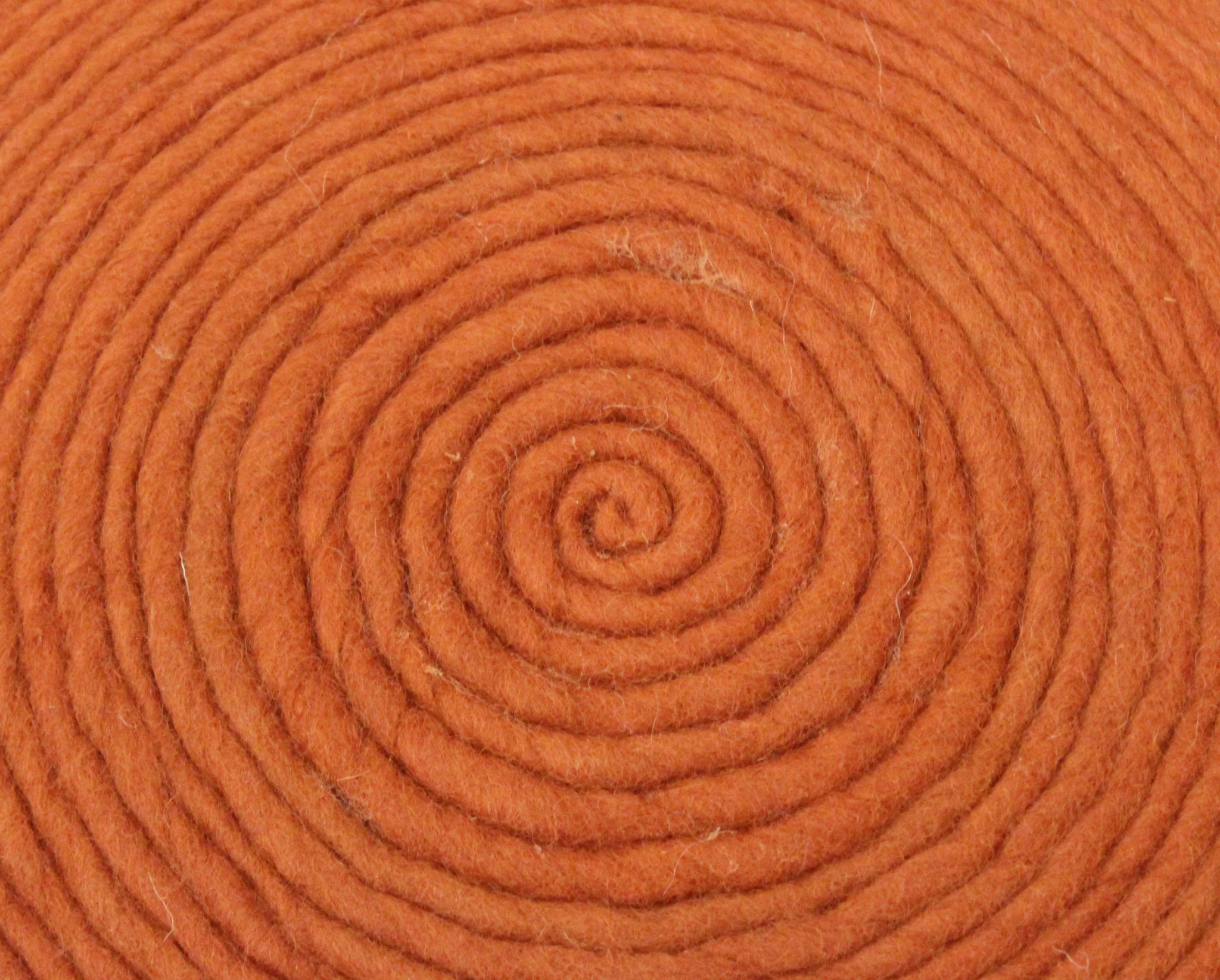 Orange Wool Round Ribbed Pouf Ottoman By Homeroots - Image 6