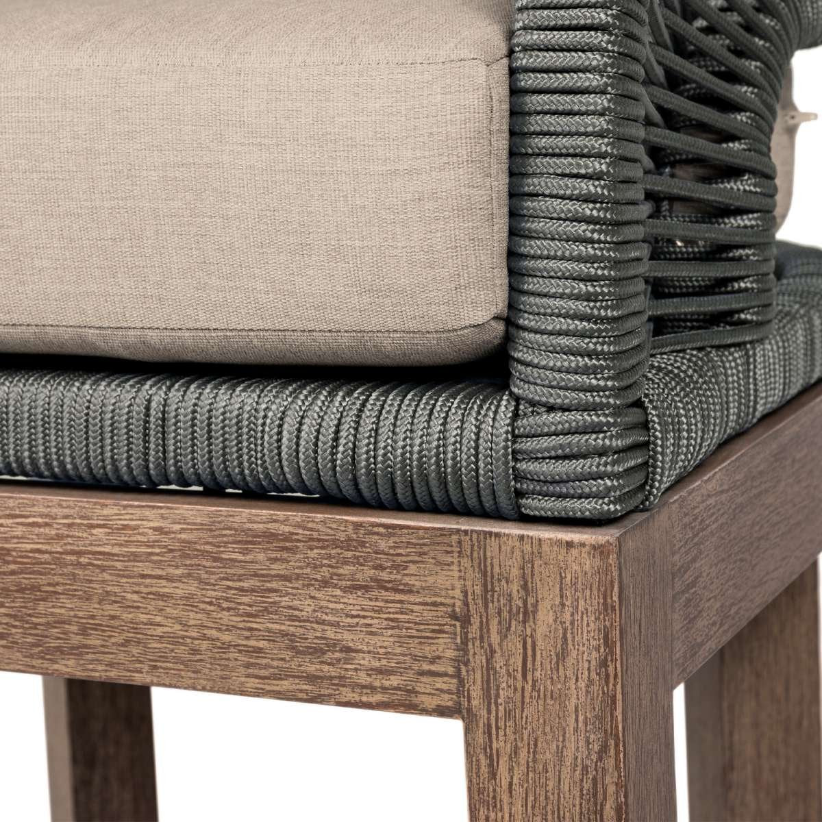 Orbit Outdoor Patio 26" Counter Stool in Weathered Eucalyptus Wood with Gray Rope and Taupe Olefin Cushions By Armen Living - Image 7